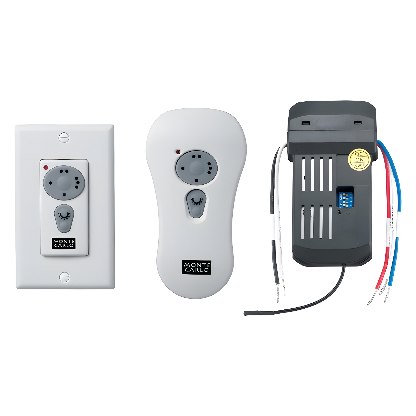 White Ceiling Fan Remote and Wall Control Kit