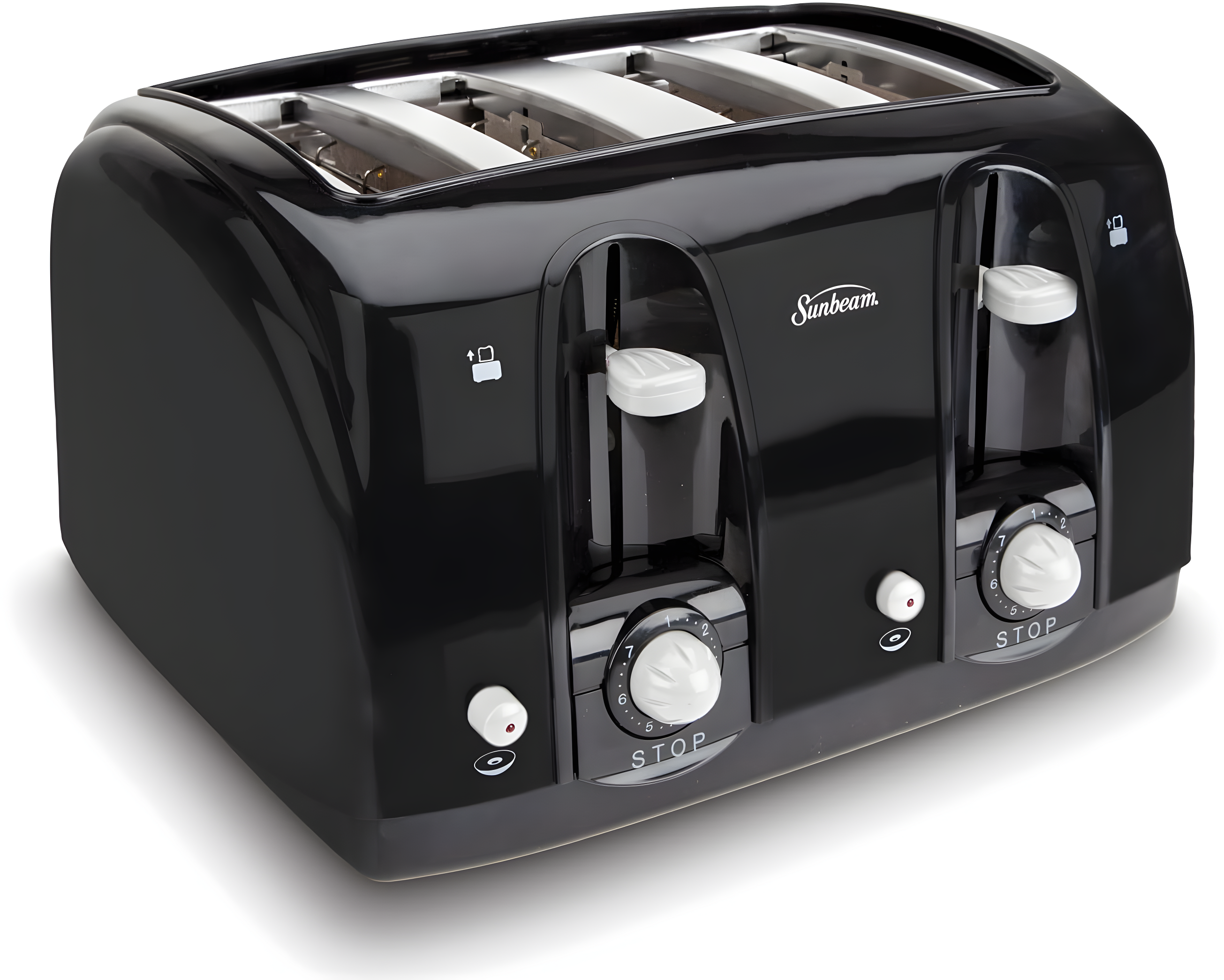 Black Wide Slot 4-Slice Toaster with Crumb Tray