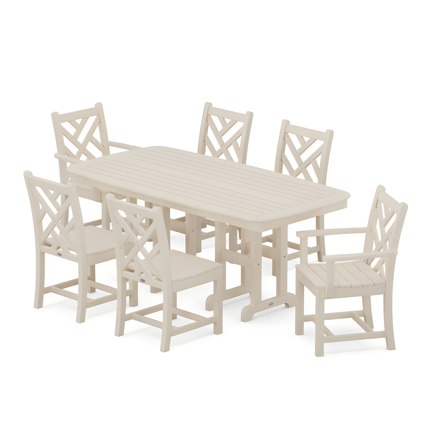 Sand POLYWOOD Chippendale 6-Person Elegant Dining Set