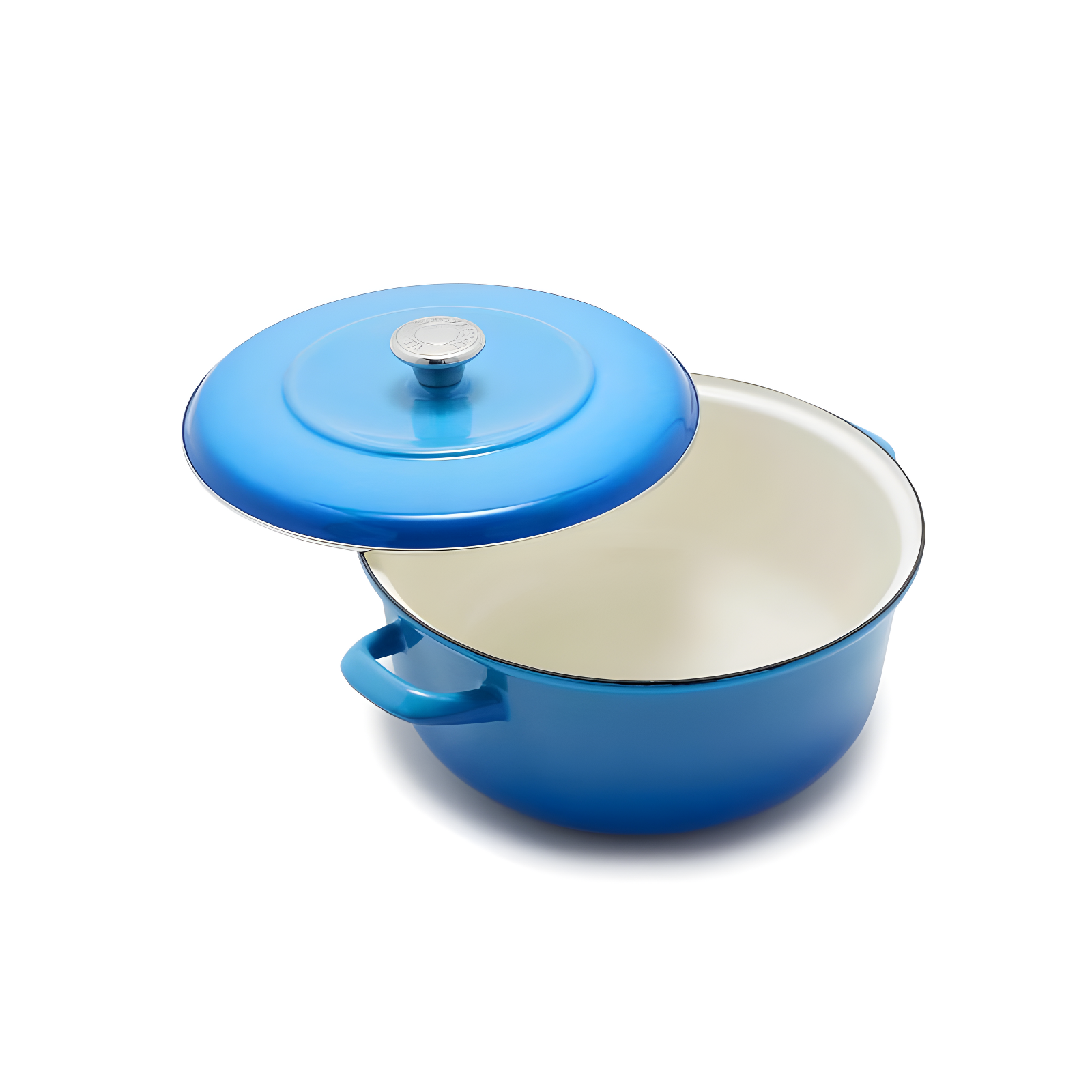 Azure Blue Enameled Cast Iron Round Dutch Oven with Lid, 5.3-Quart