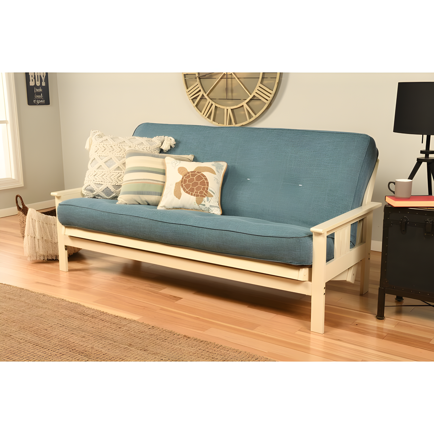 Aqua Blue Cotton and Foam Full Futon Mattress