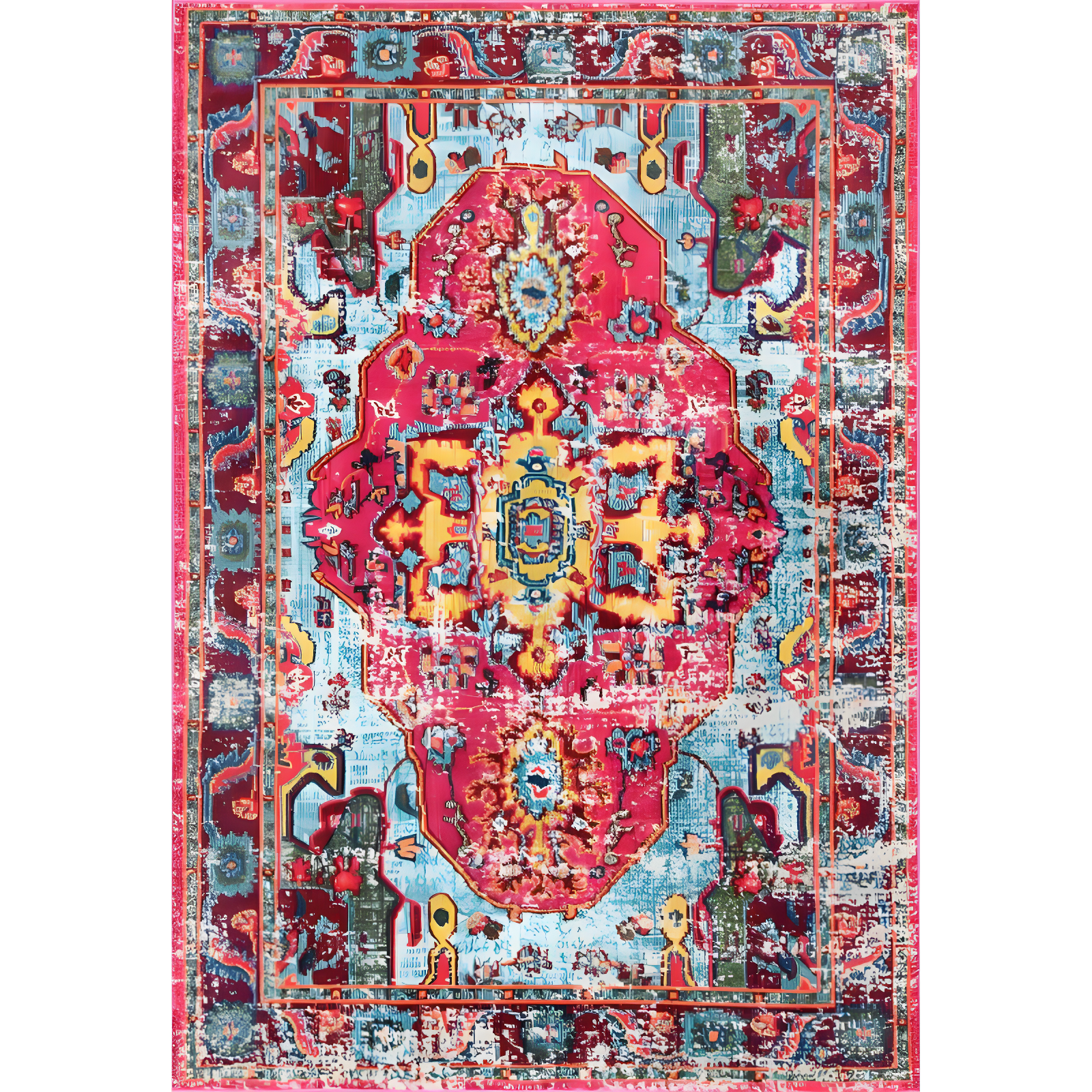 Multicolor Medallion Synthetic Easy Care Rug 62"x24"