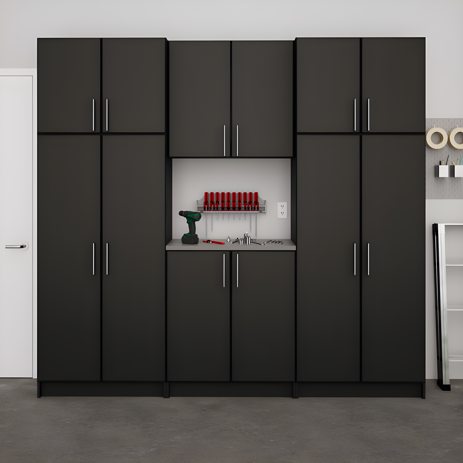 Elite 6-Piece Black Engineered Wood Freestanding Storage Set