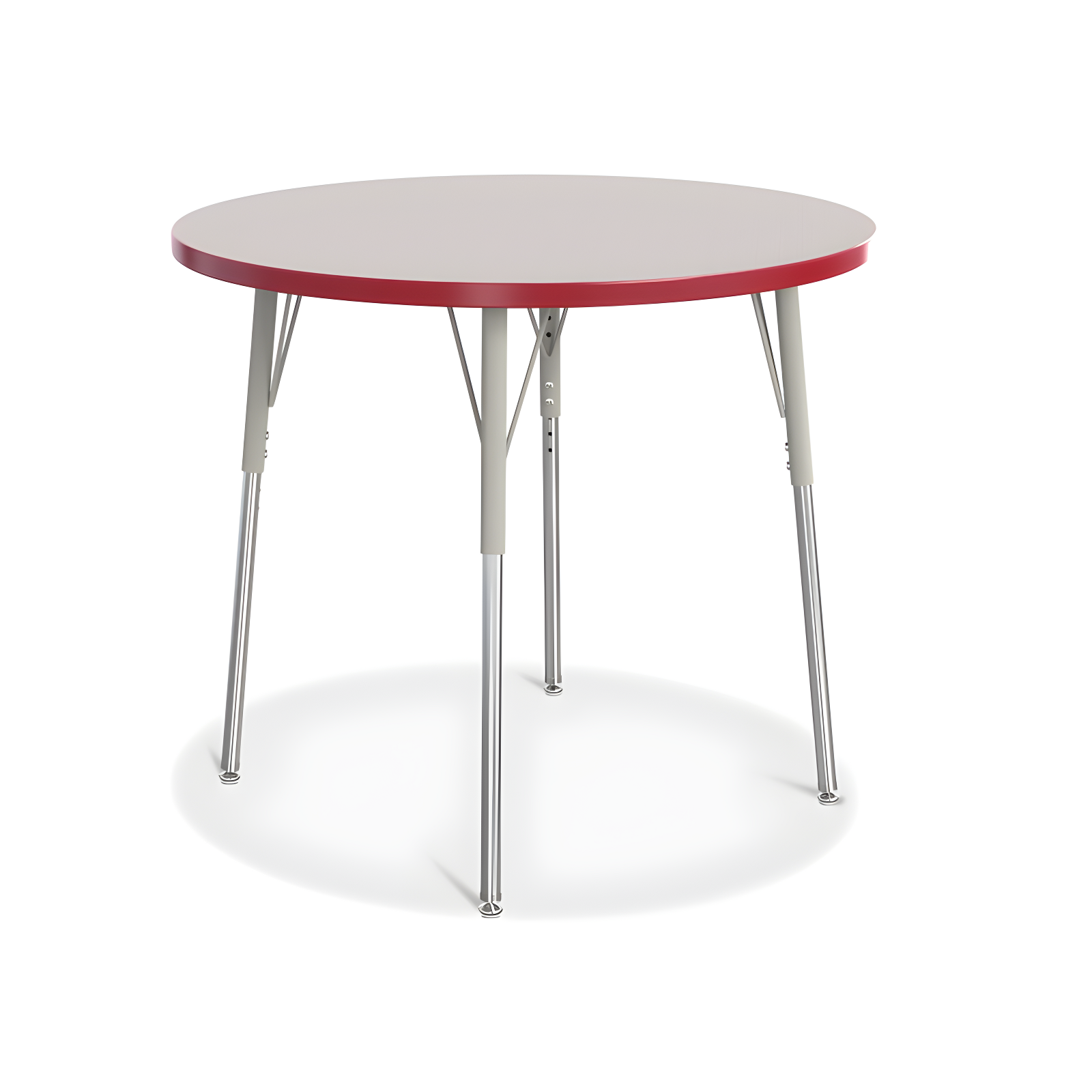 Adjustable Height Round Activity Table with Red Edge