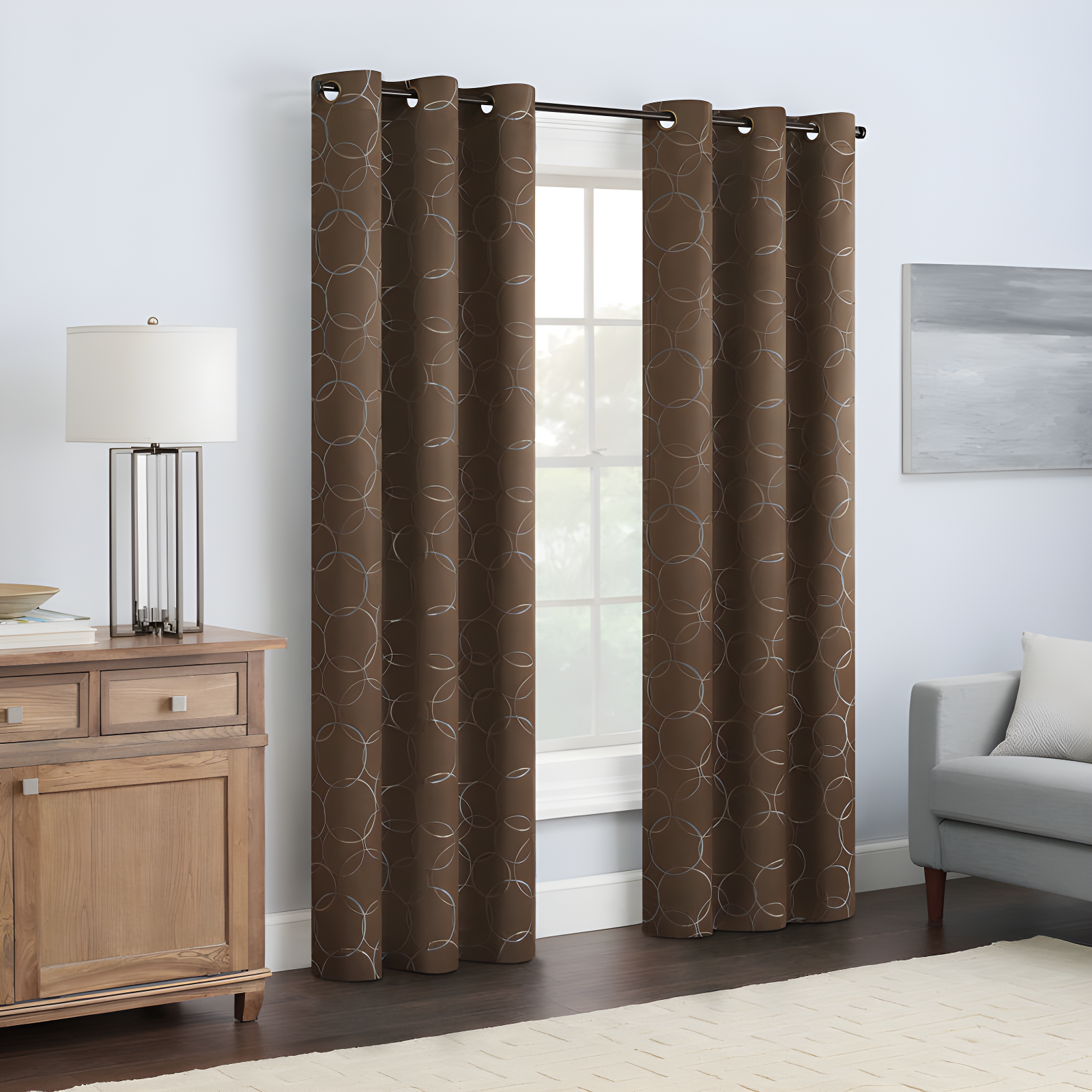 Chocolate Blackout Grommet Top Polyester Curtain Panel