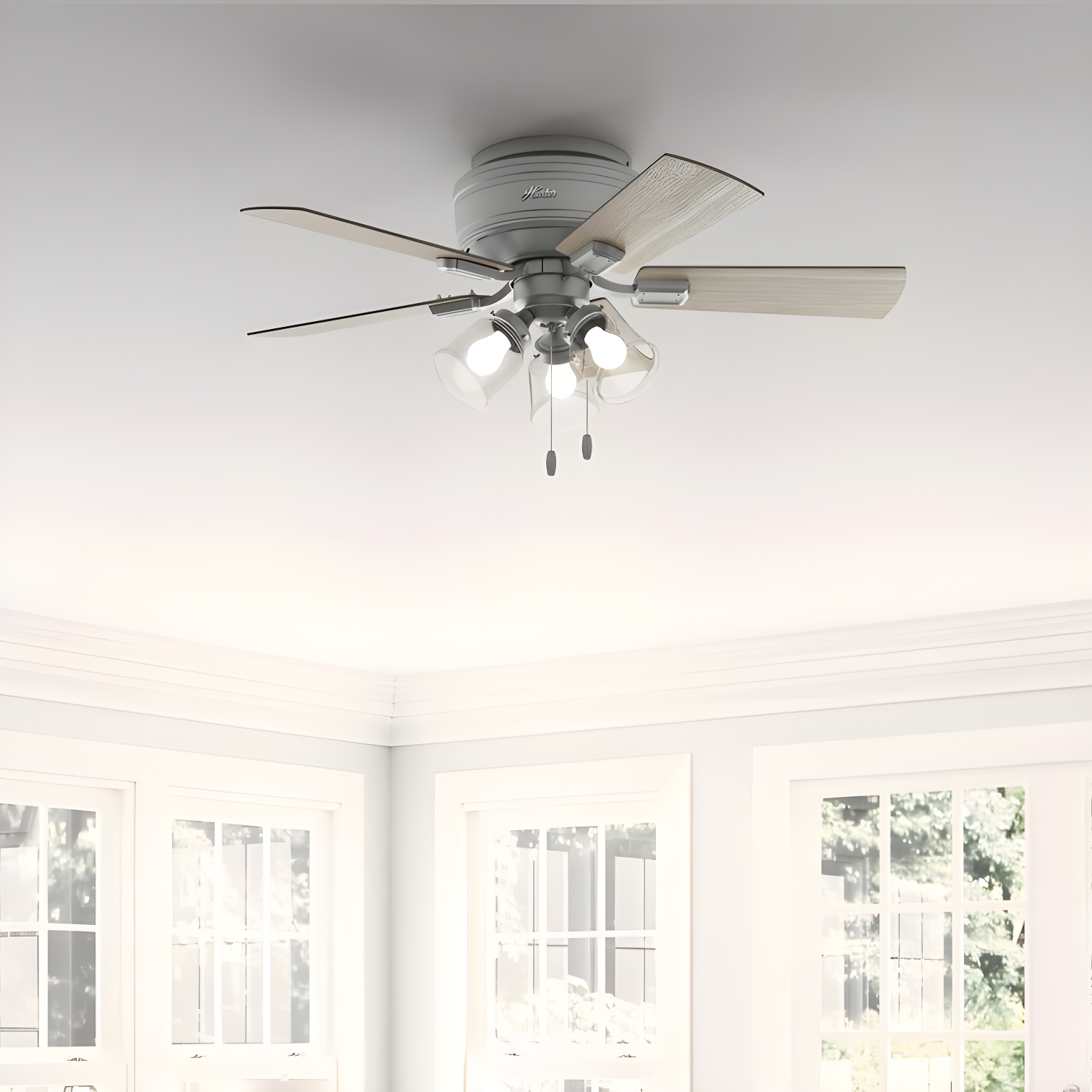 Matte Silver 42" Low Profile LED Ceiling Fan with Reversible Blades