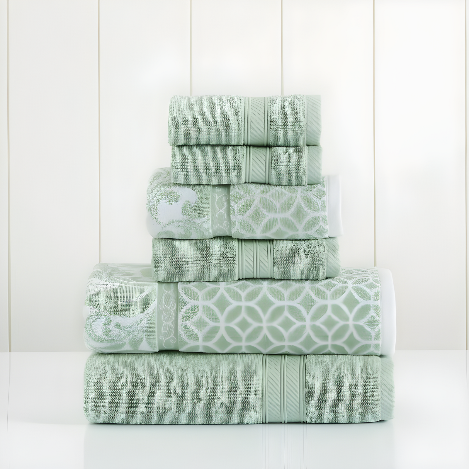 Sage Cotton Jacquard 6-Piece Towel Set