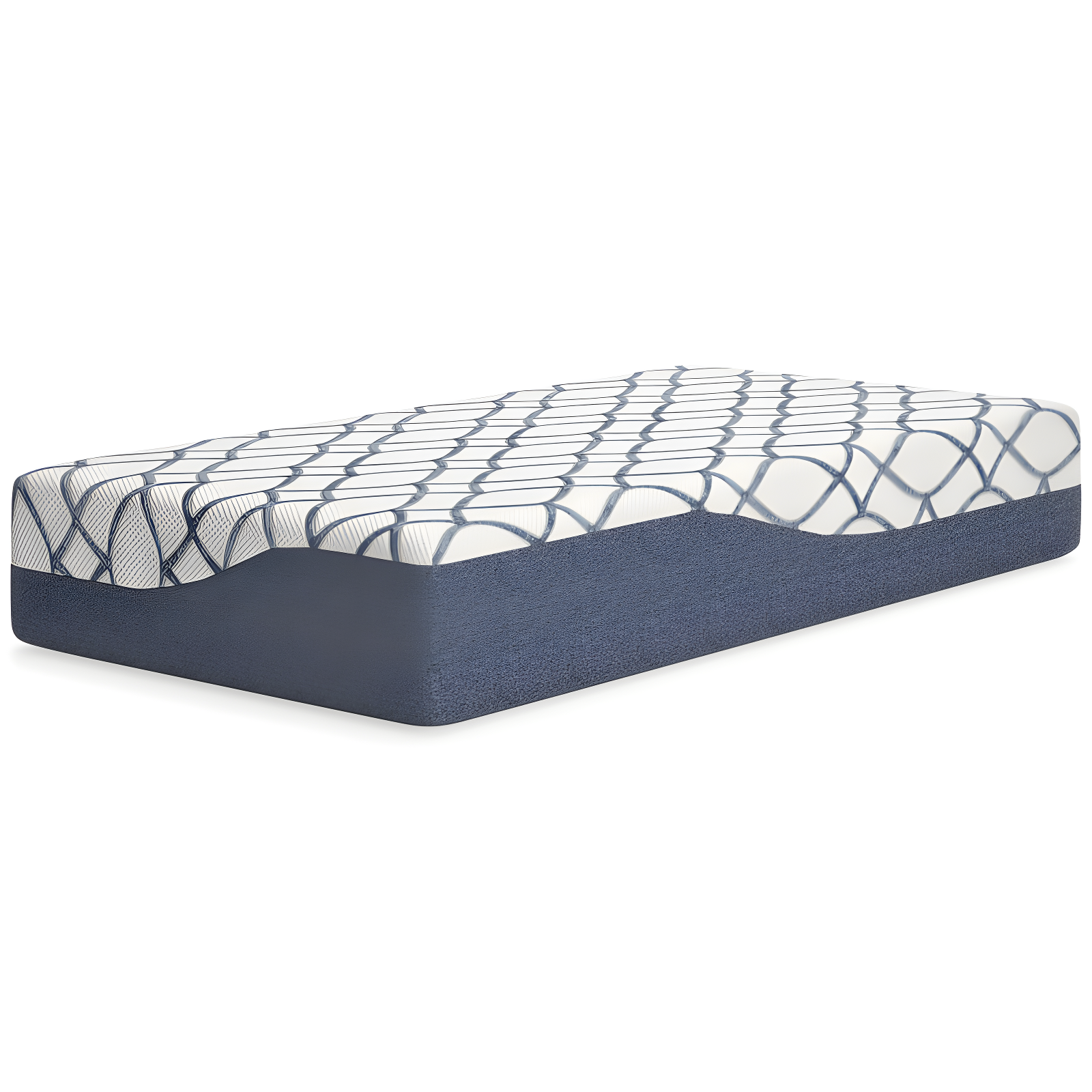 Twin Blue and White Adjustable Memory Foam Mattress