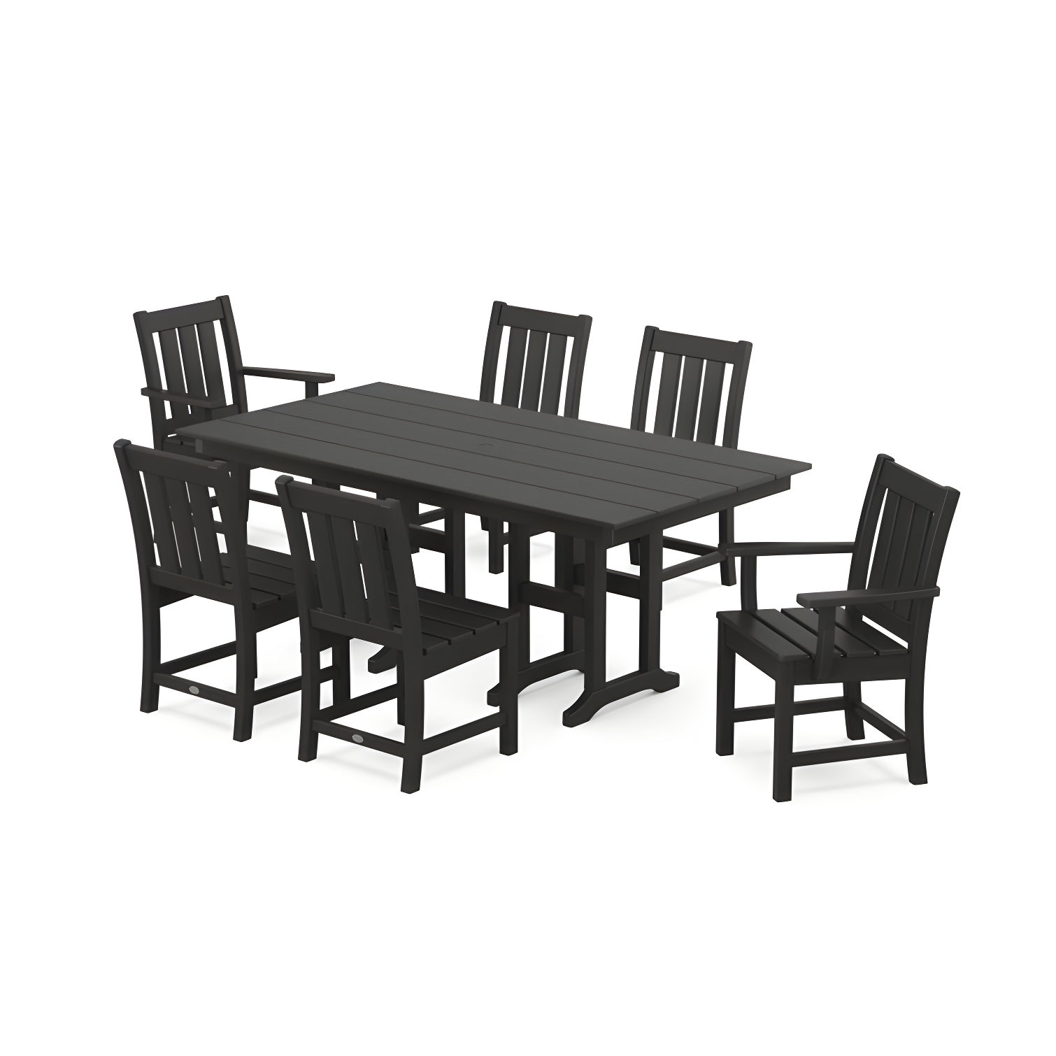 Oxford Black 7-Piece Farmhouse Dining Set with Arm Chairs