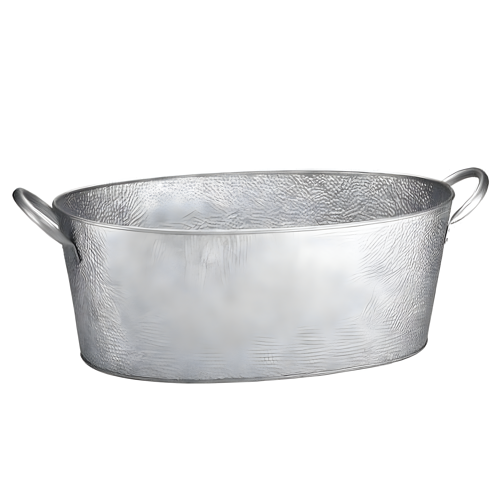 Galvanized Silver Oval Beverage Tub with Handles