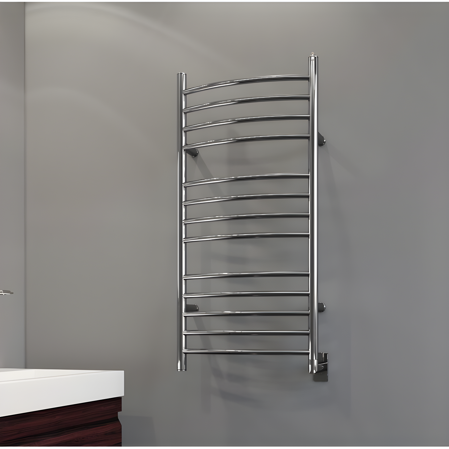 Polished Stainless Steel Wall Mounted 13-Bar Towel Warmer