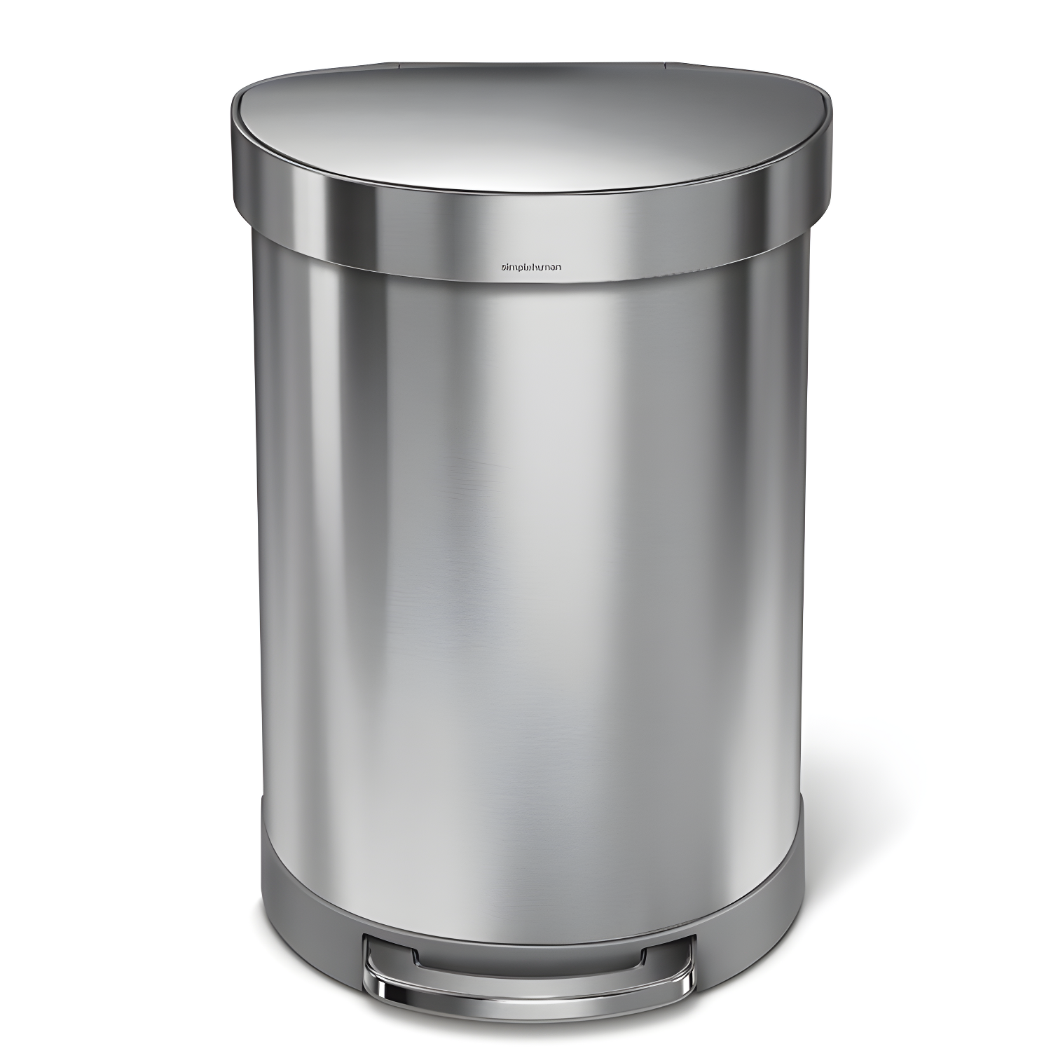 Brushed Stainless Steel Semi-Round Step Trash Can with Soft-Close Lid