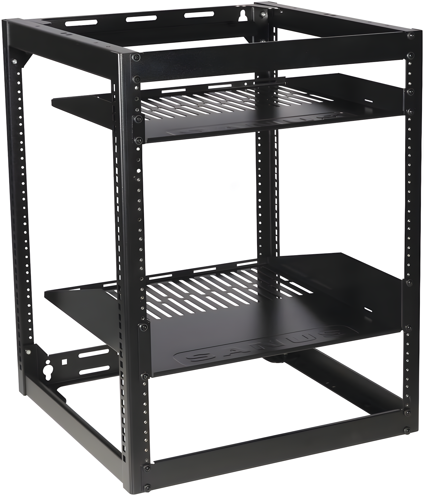 Black Steel 26" Stackable AV Rack with Removable Shelves