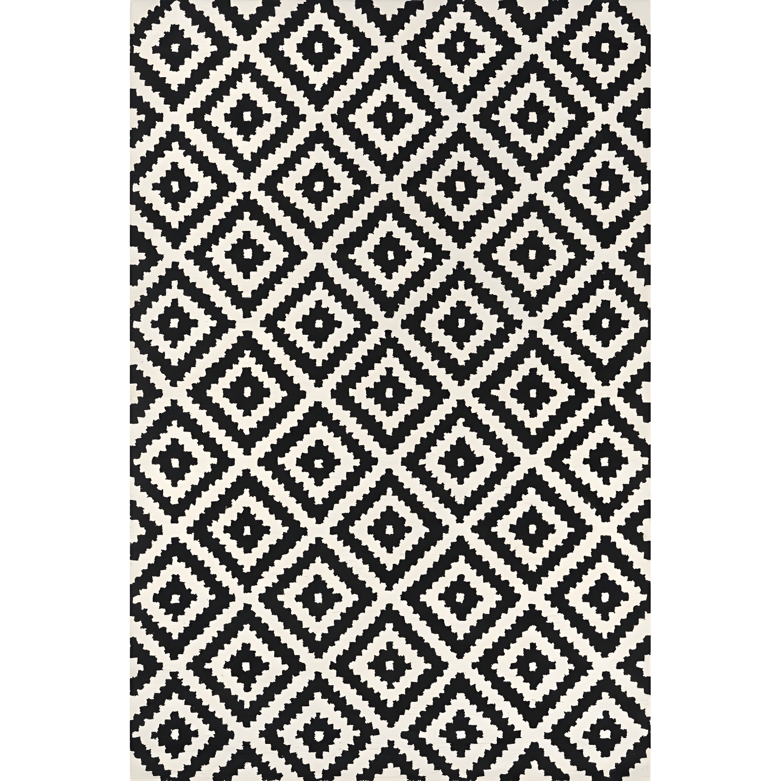 Handmade Black and White Wool Geometric Area Rug, 5' x 8'