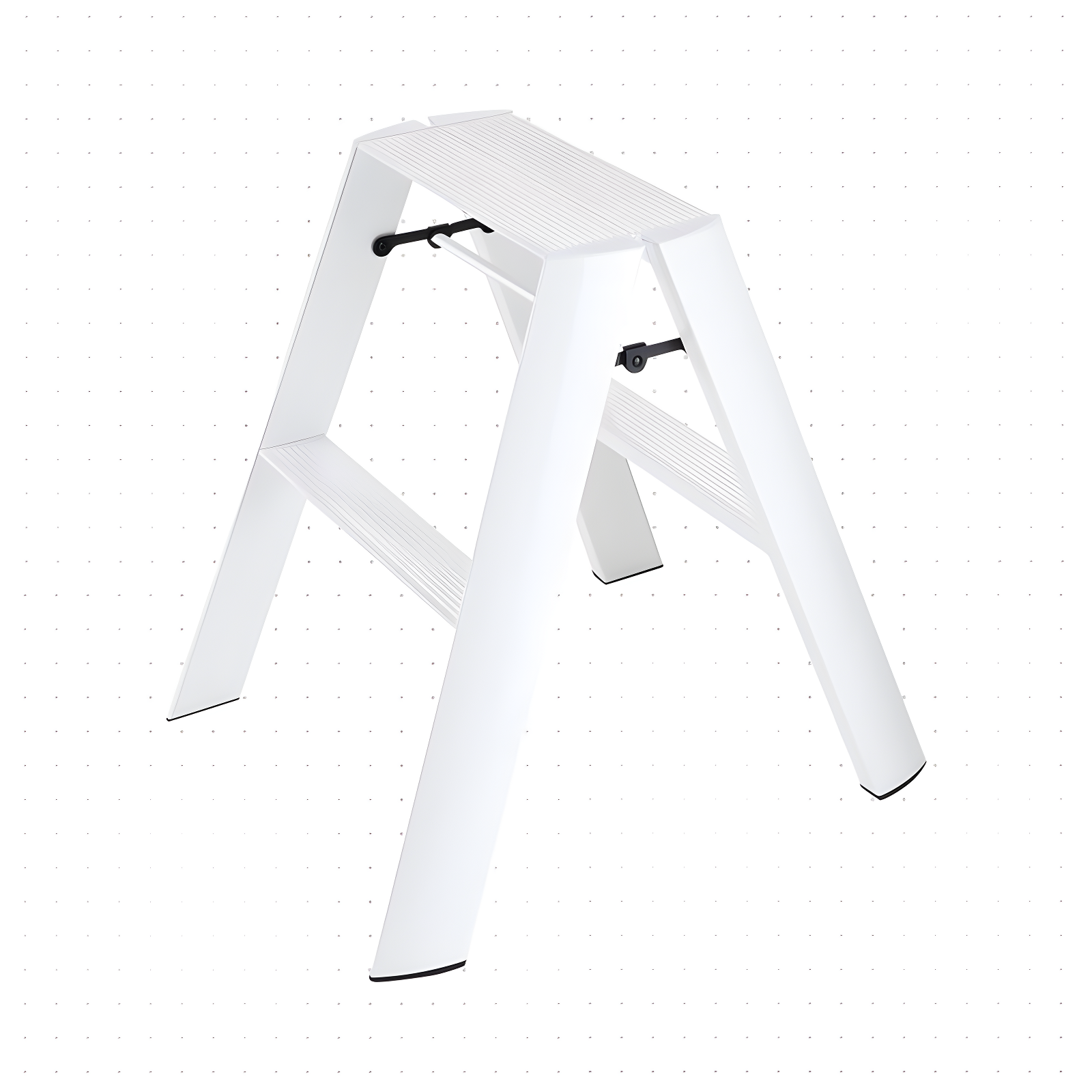 White Aluminum 2-Step Folding Step Stool