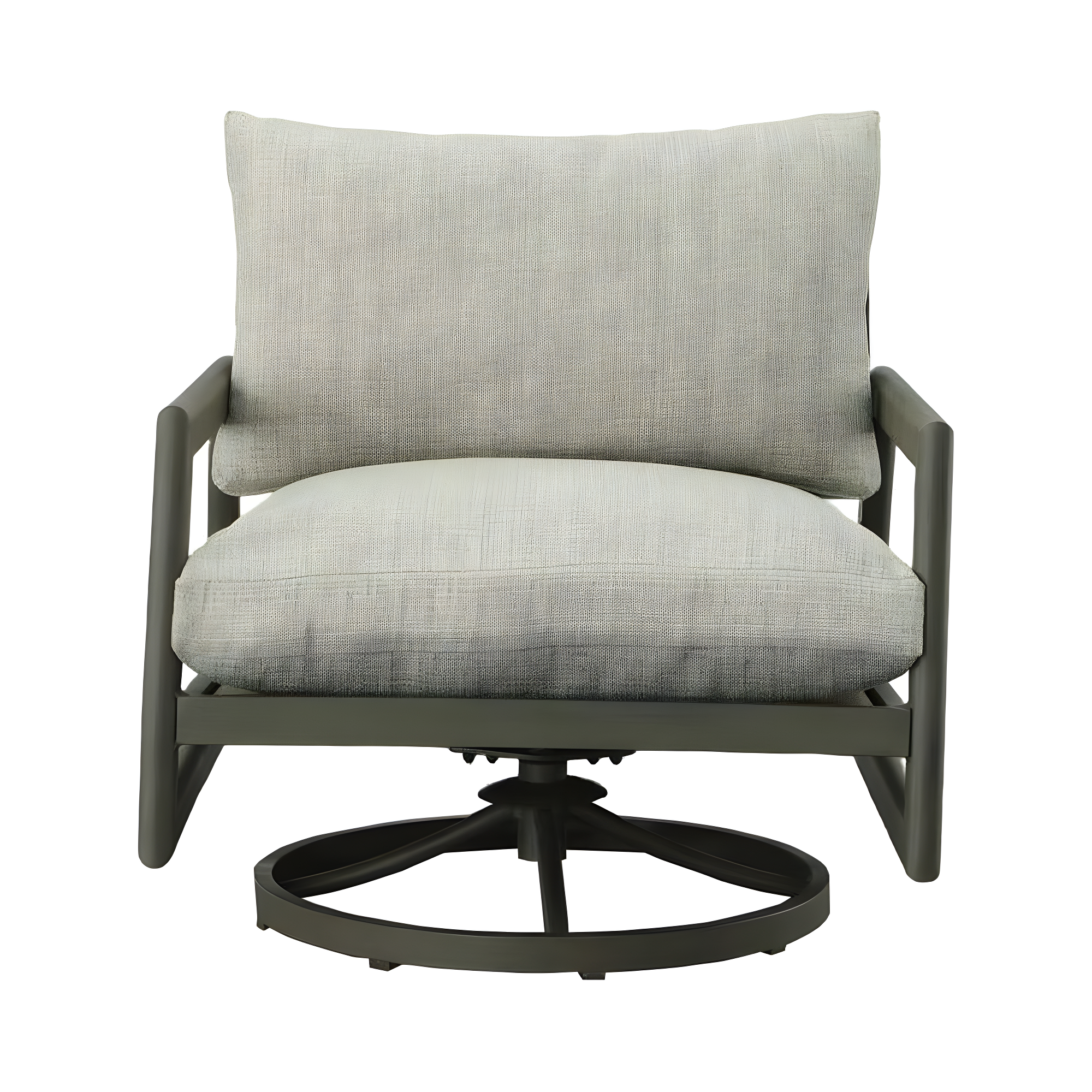 Sunset Gray Aluminum Outdoor Swivel Chair with Plush Cushions