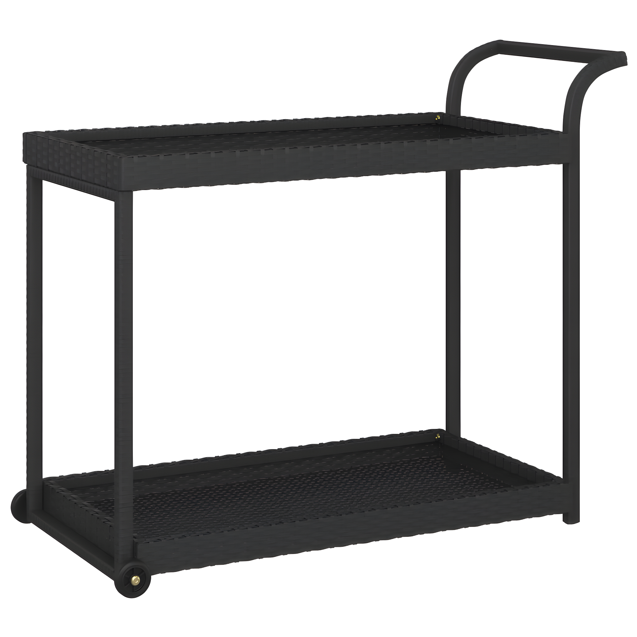 Versatile Black Poly Rattan Bar Cart with Smooth Castors and Storage