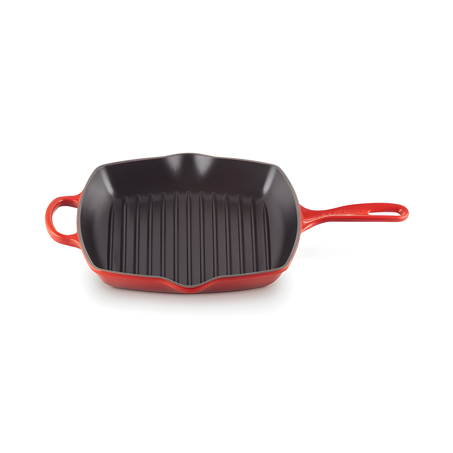 Cerise Red Enameled Cast Iron Square Skillet Grill