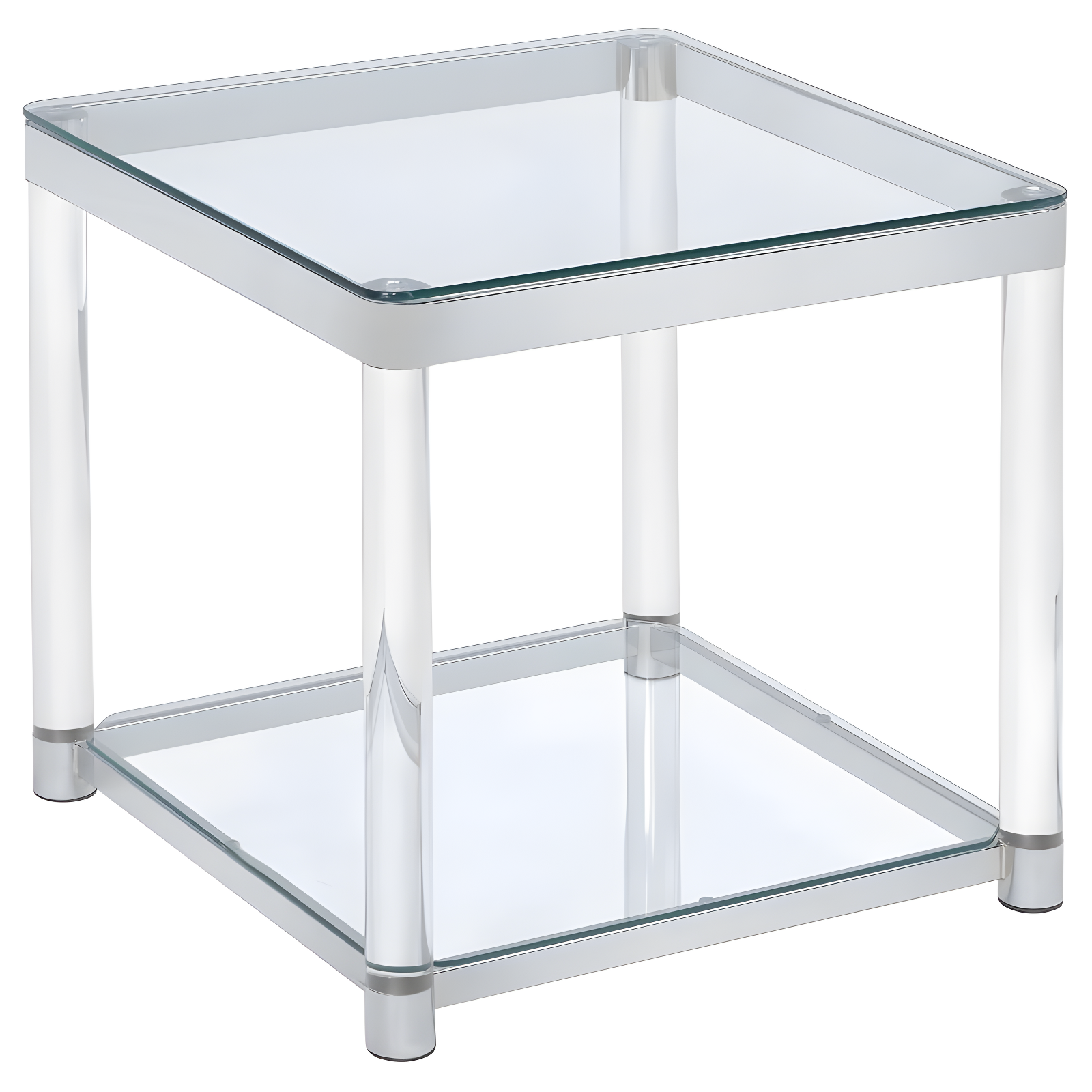 Modern Chic Silver Acrylic Square End Table with Storage Shelf