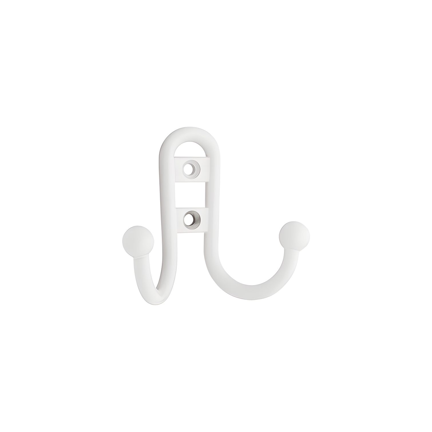 White Double Ball End Wall Mounted Robe Hook