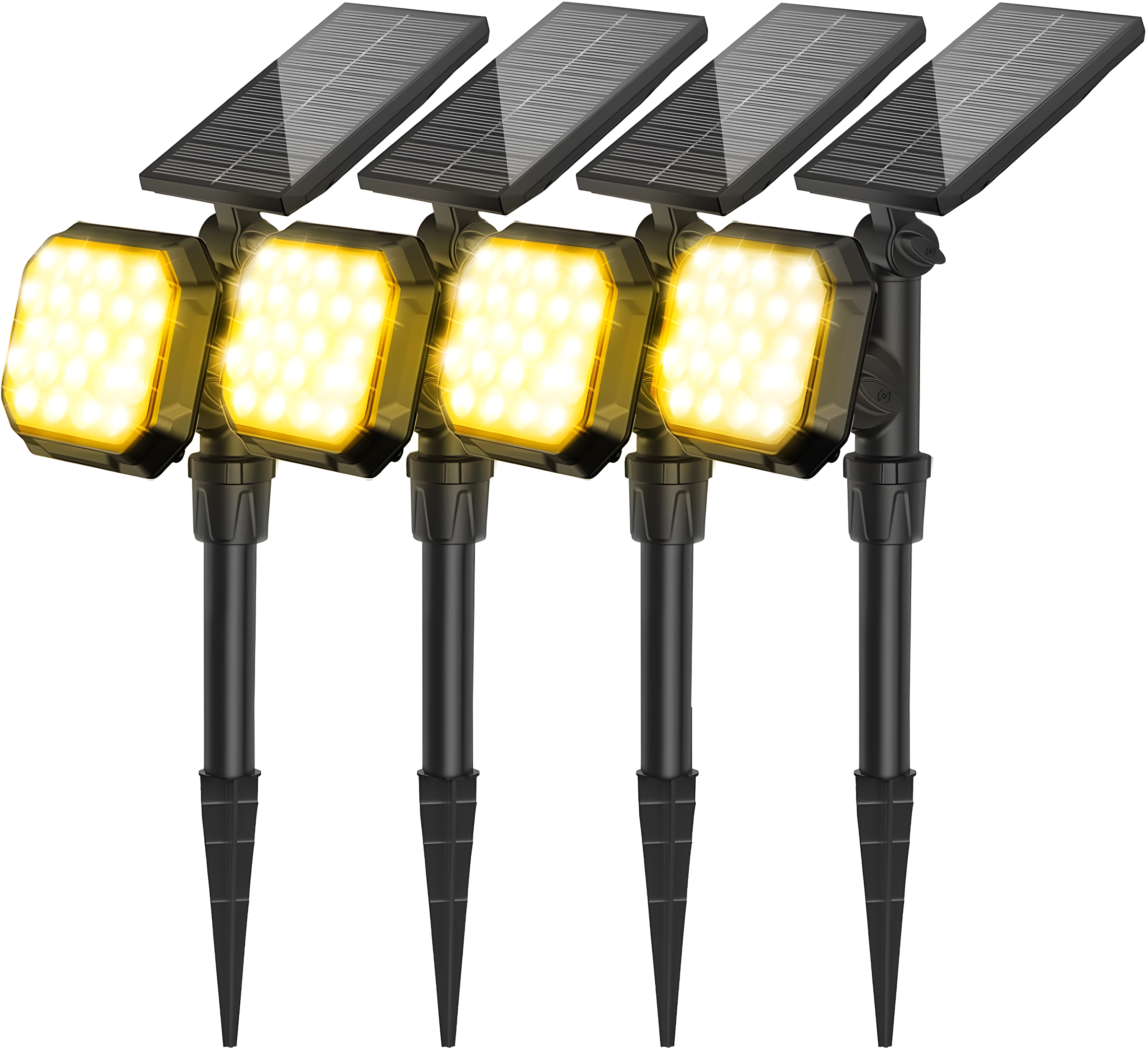 Black Solar Powered LED Security Spot Lights (4-Pack)