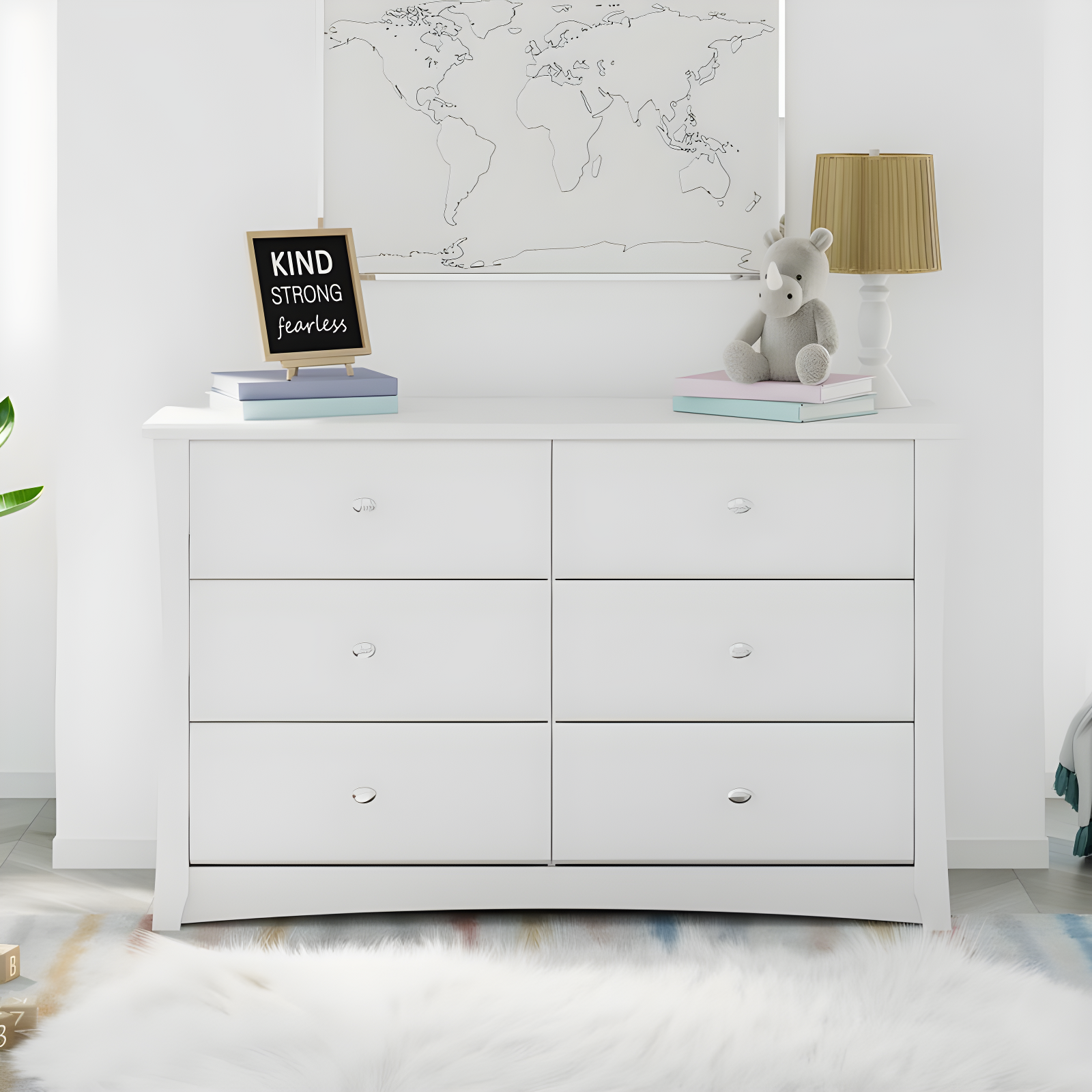 Crescent 6-Drawer White Engineered Wood Nursery Dresser