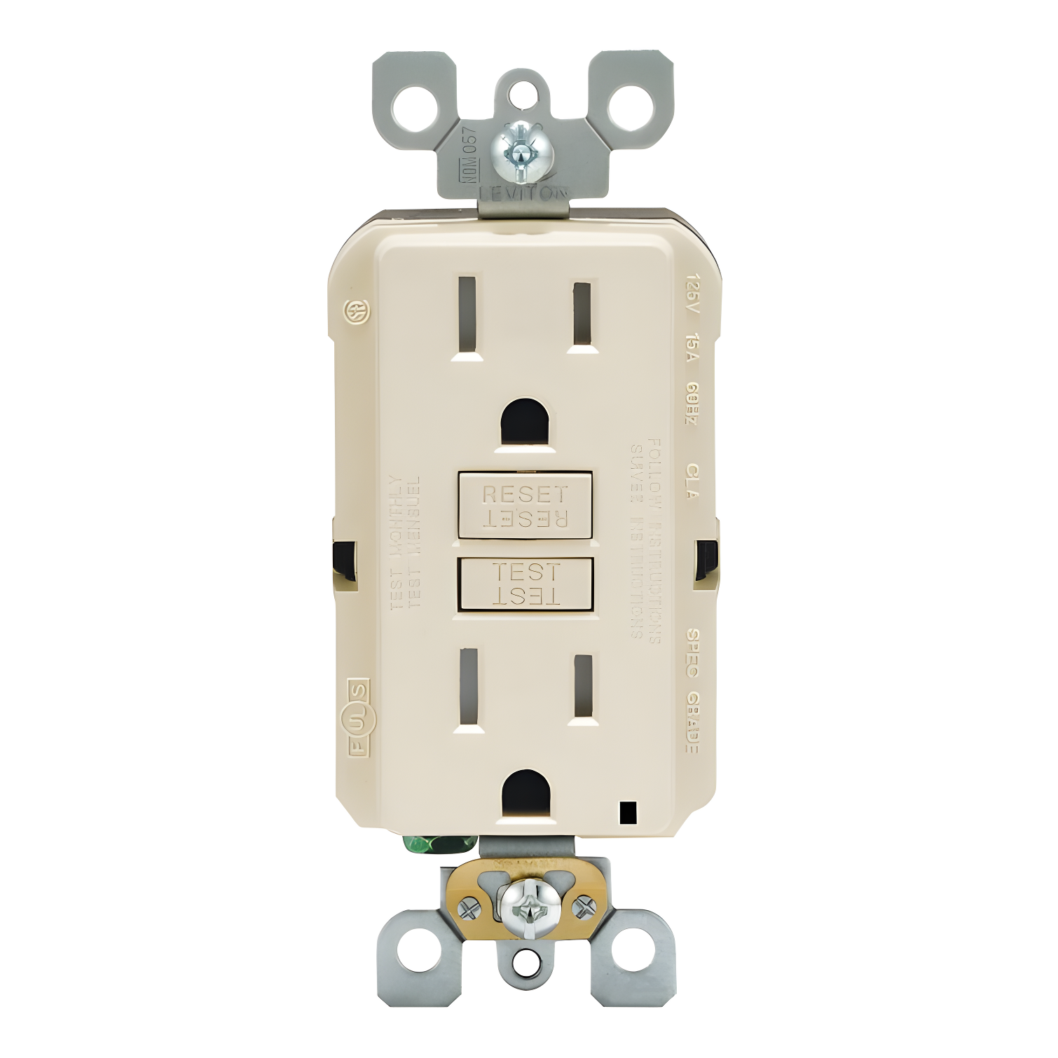 Light Almond Tamper Resistant GFCI Outlet with Wall Plate