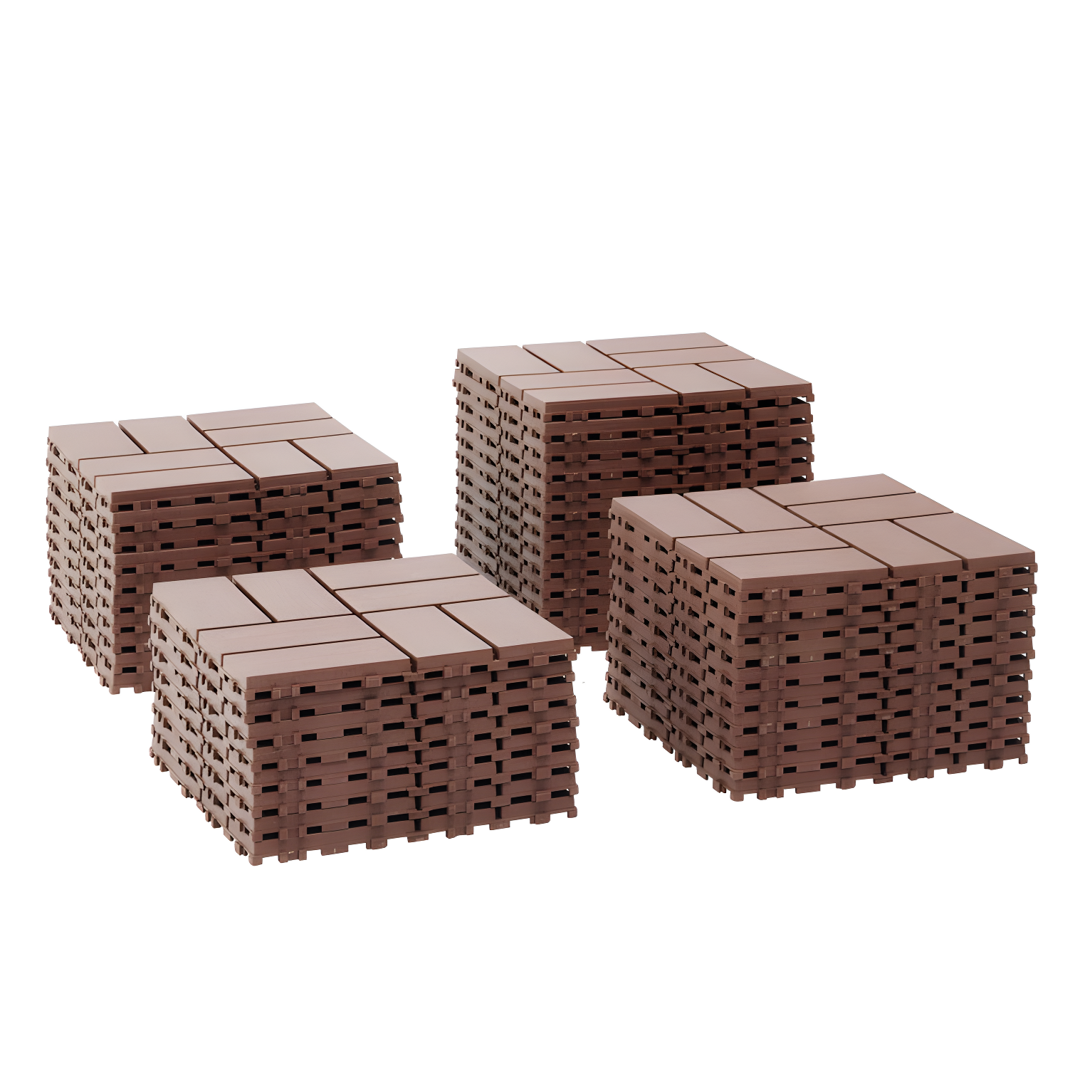 Brown 12'' x 12'' Plastic Interlocking Deck Tiles with Water Protection