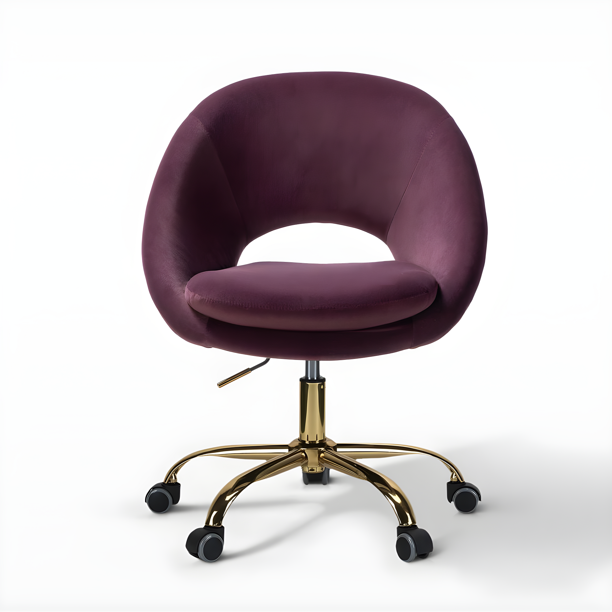 Savas Purple Velvet Swivel Task Chair with Wooden Accents