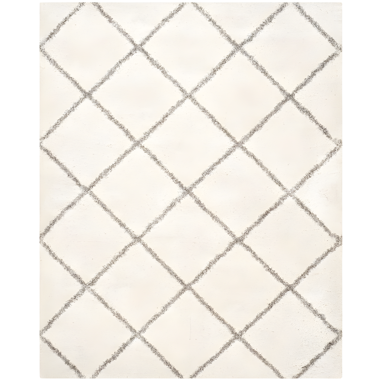 Ivory Diamond Shag 9' x 12' Hand-Knotted Easy-Care Area Rug