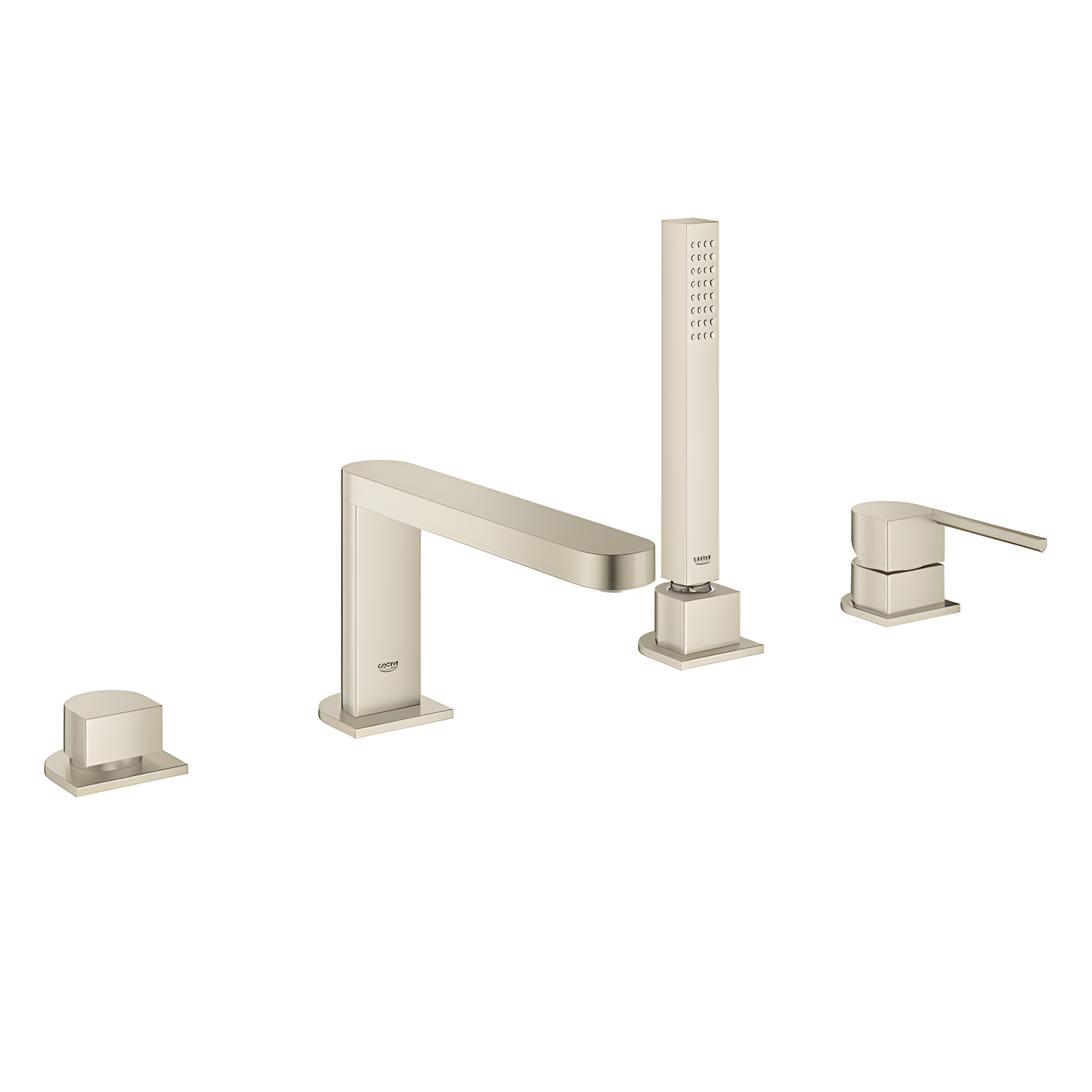 Brushed Nickel Modern Deck Mounted Widespread Faucet with Handshower