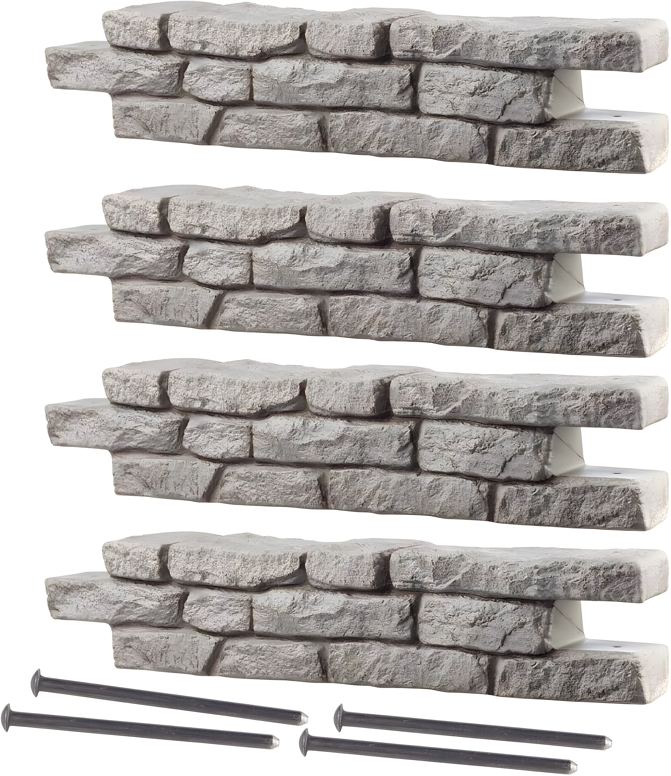 Gray Interlocking Stone Landscape Edging System with Spikes, 4-Pack