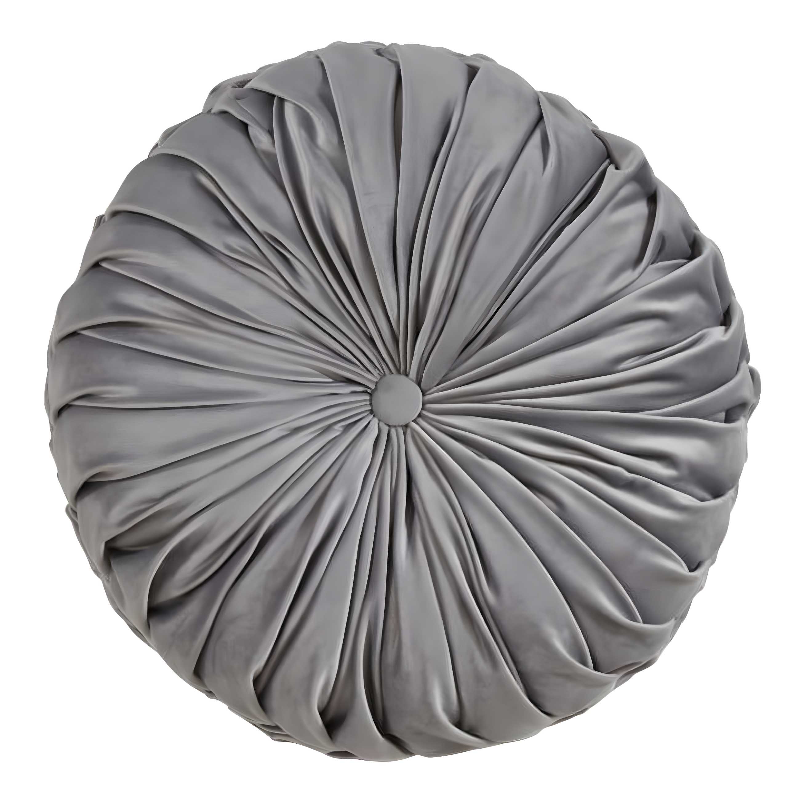 Gray Round Velvet Pintucked Throw Pillow