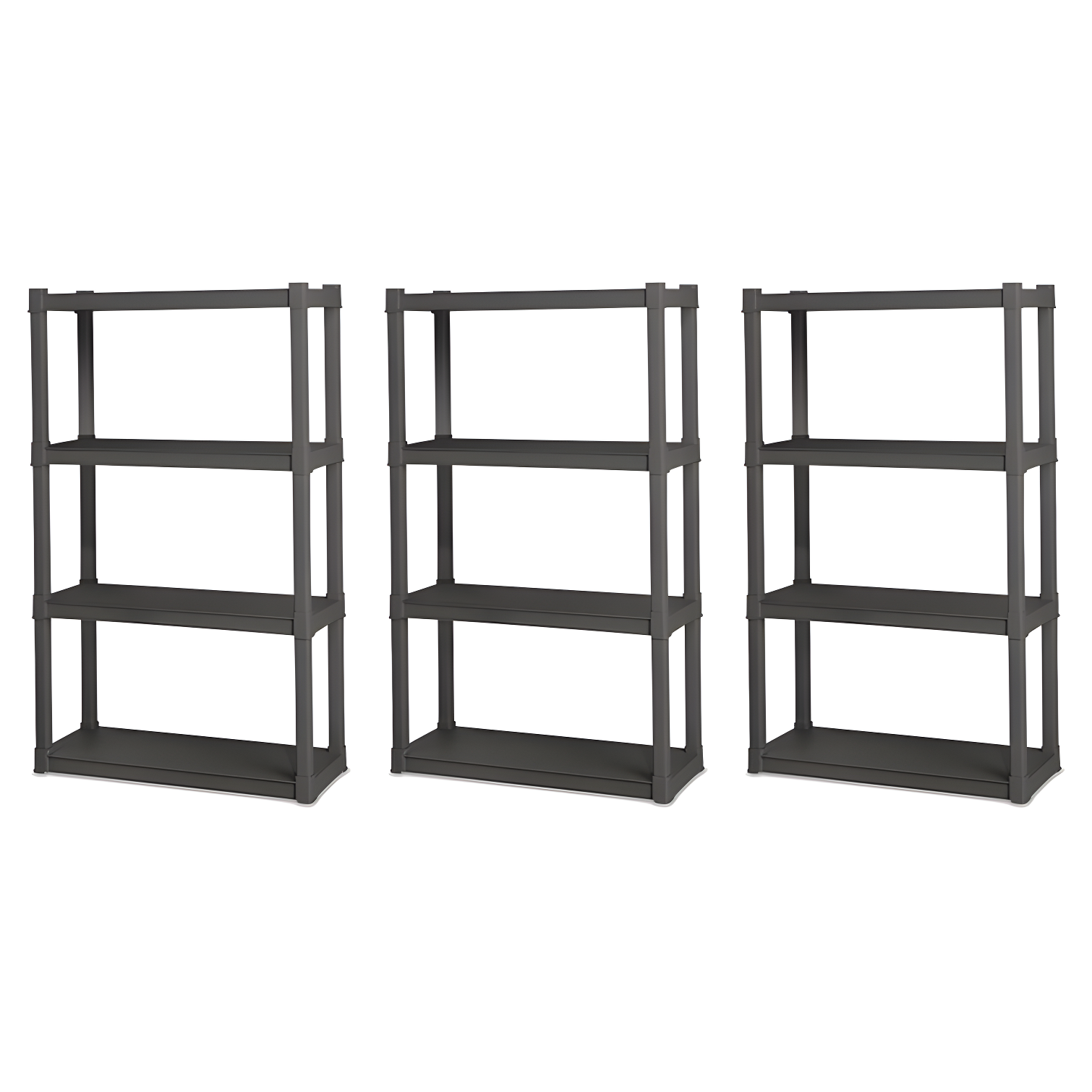 Sterilite 35" Gray Durable Plastic 4-Shelf Indoor/Outdoor Shelving Unit