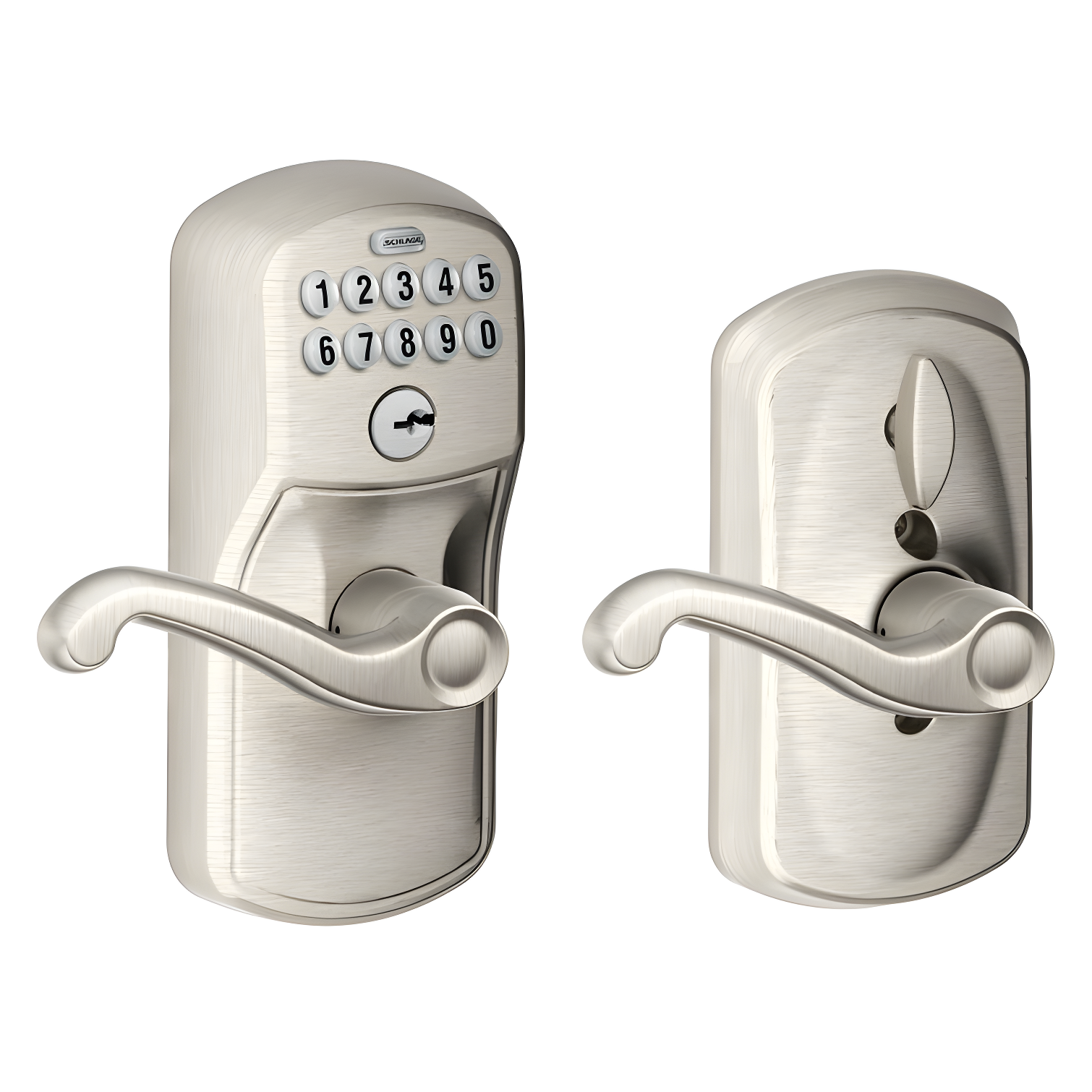 Satin Nickel Universal Keypad Door Lever with Flex-Lock