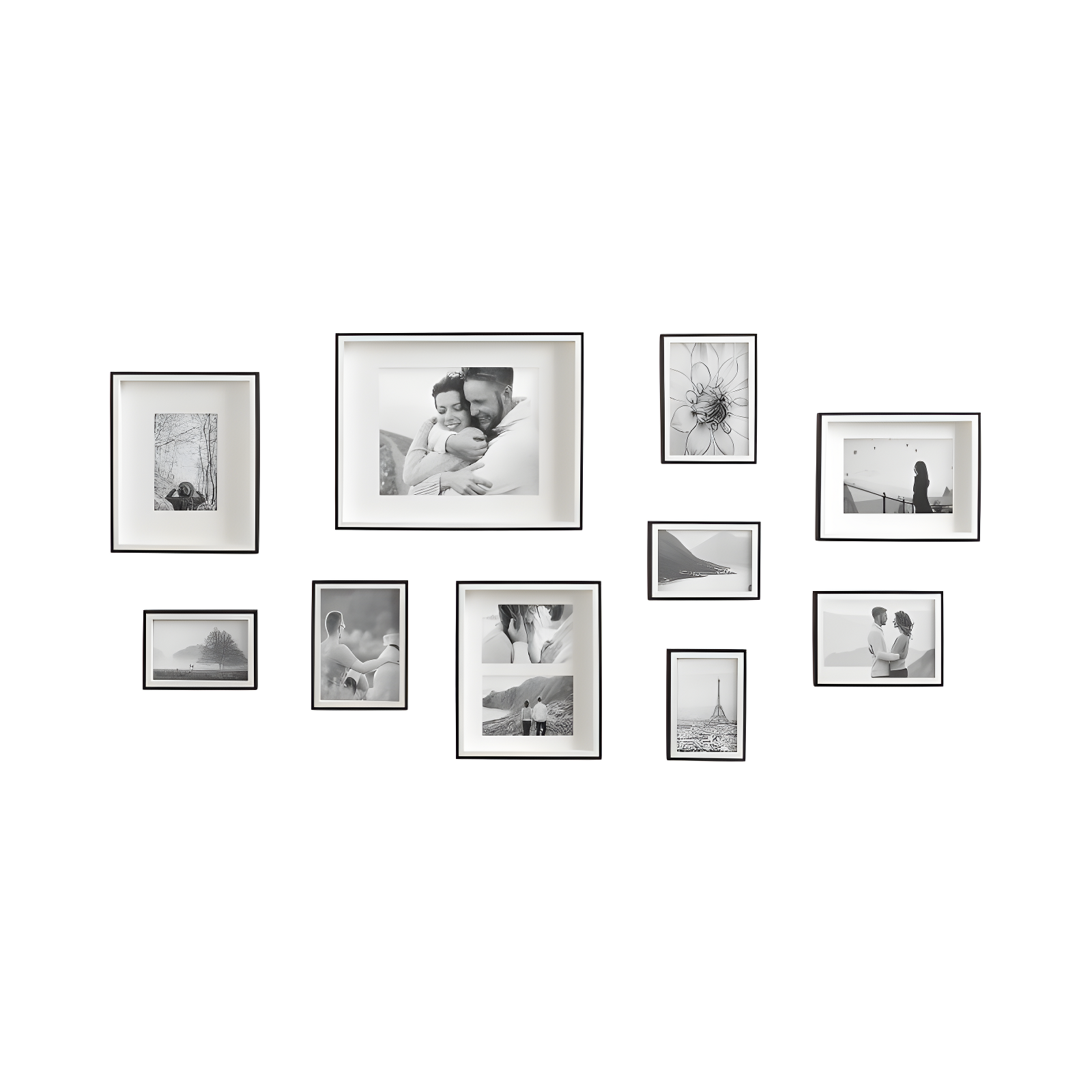 Gibson White and Black Wall Photo Frame Set, 10-Piece