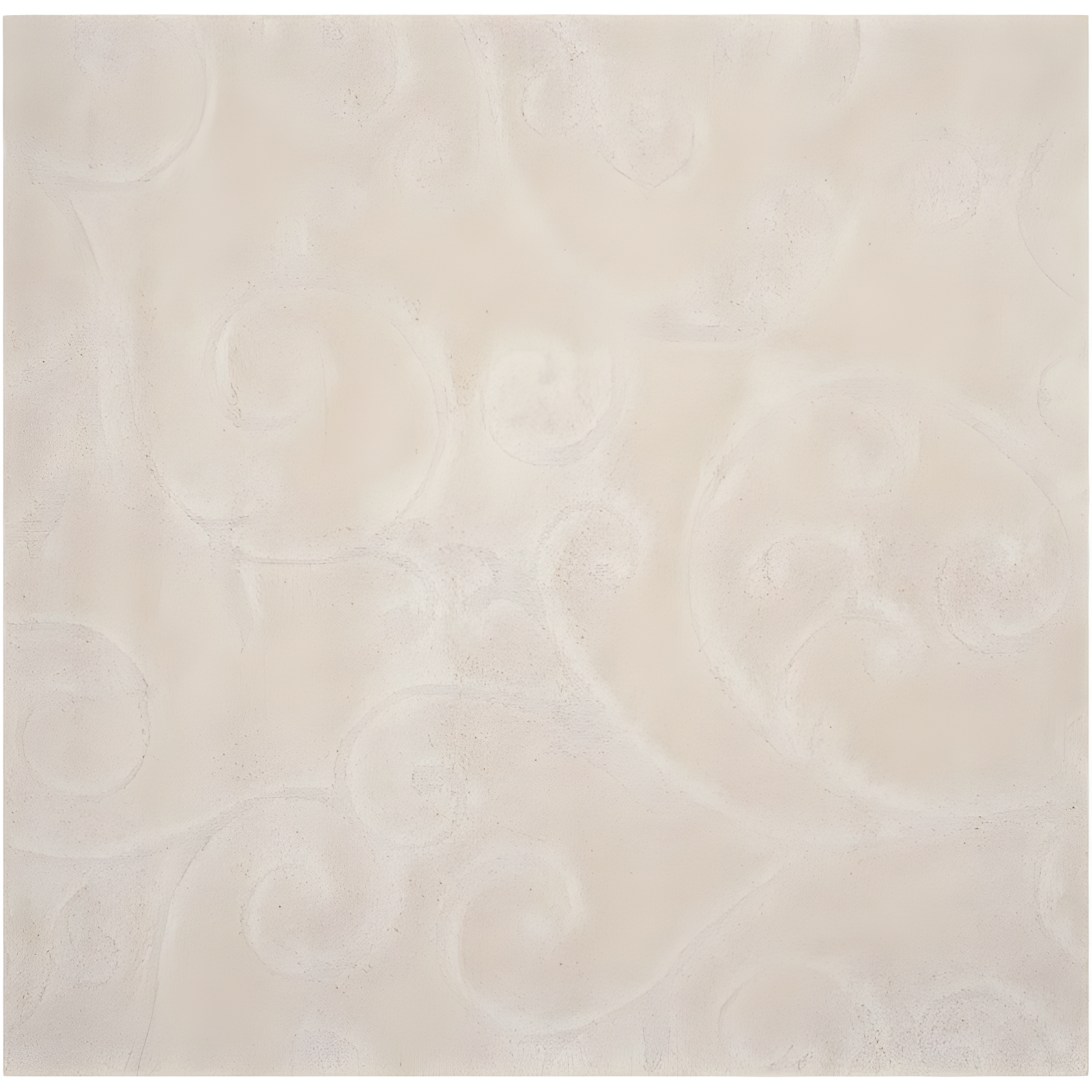 Cream 4' Square Shag Area Rug with Vine Design