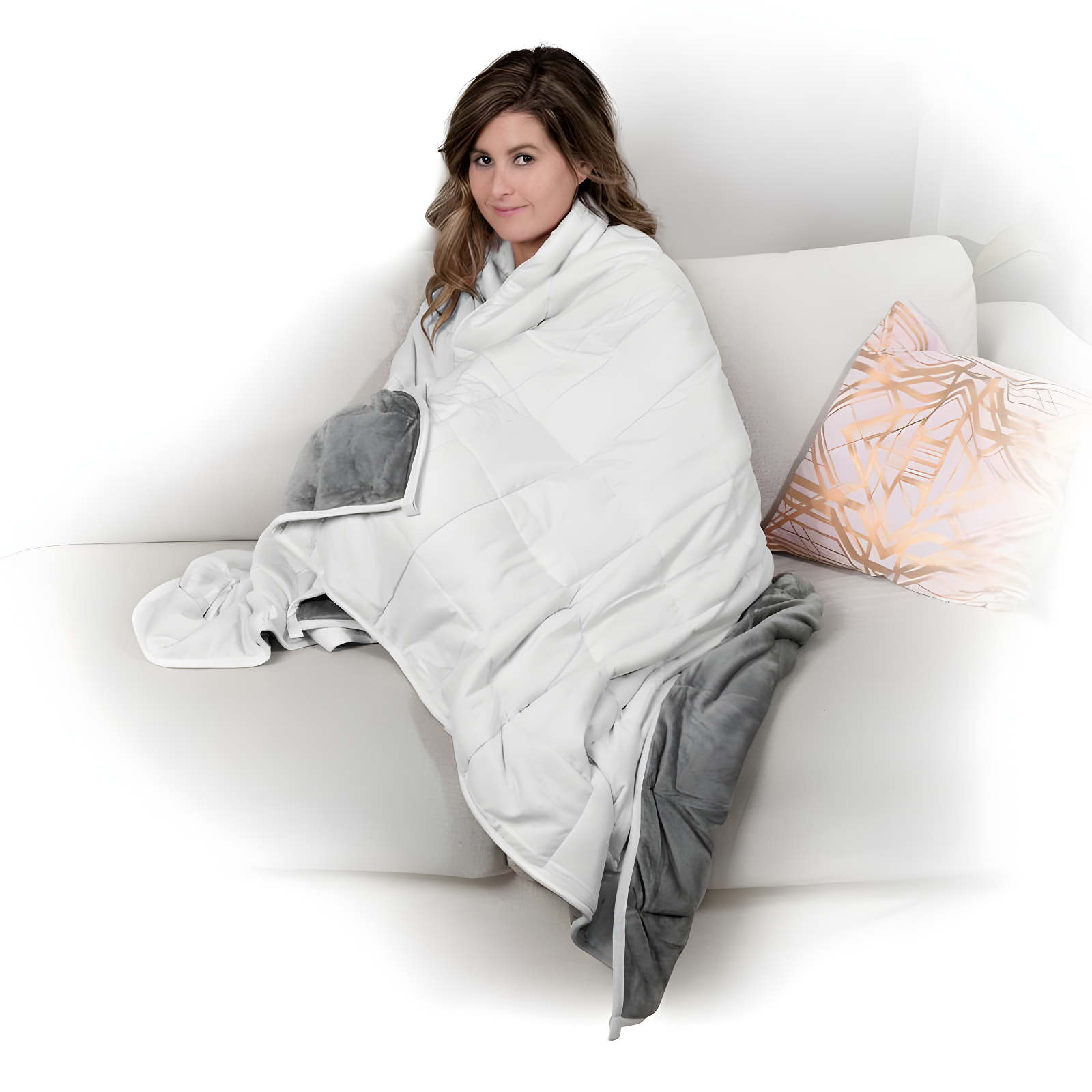 Reversible Luxe Fleece 12lb Weighted Blanket in Grey/White