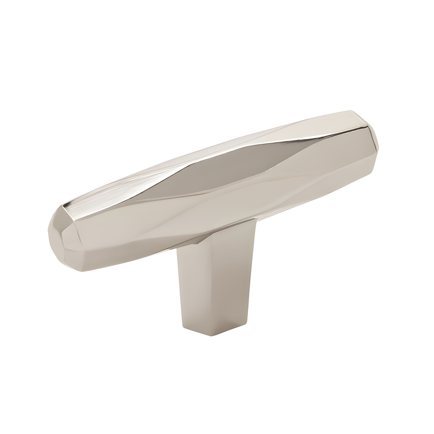 Polished Nickel Modern T-Handle Cabinet Knob with Mounting Hardware