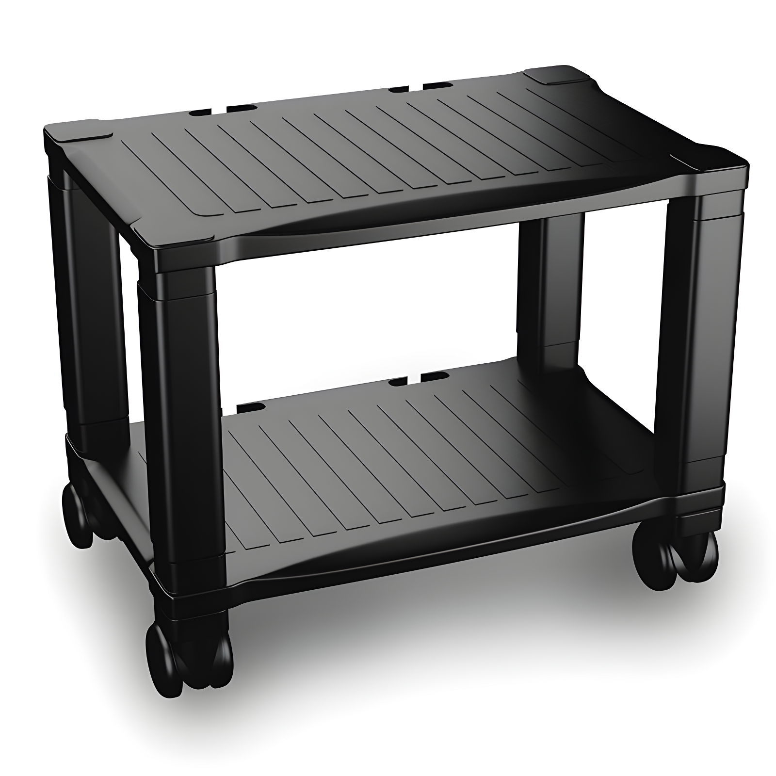 Black Steel 2-Tier Printer Stand with Wheels