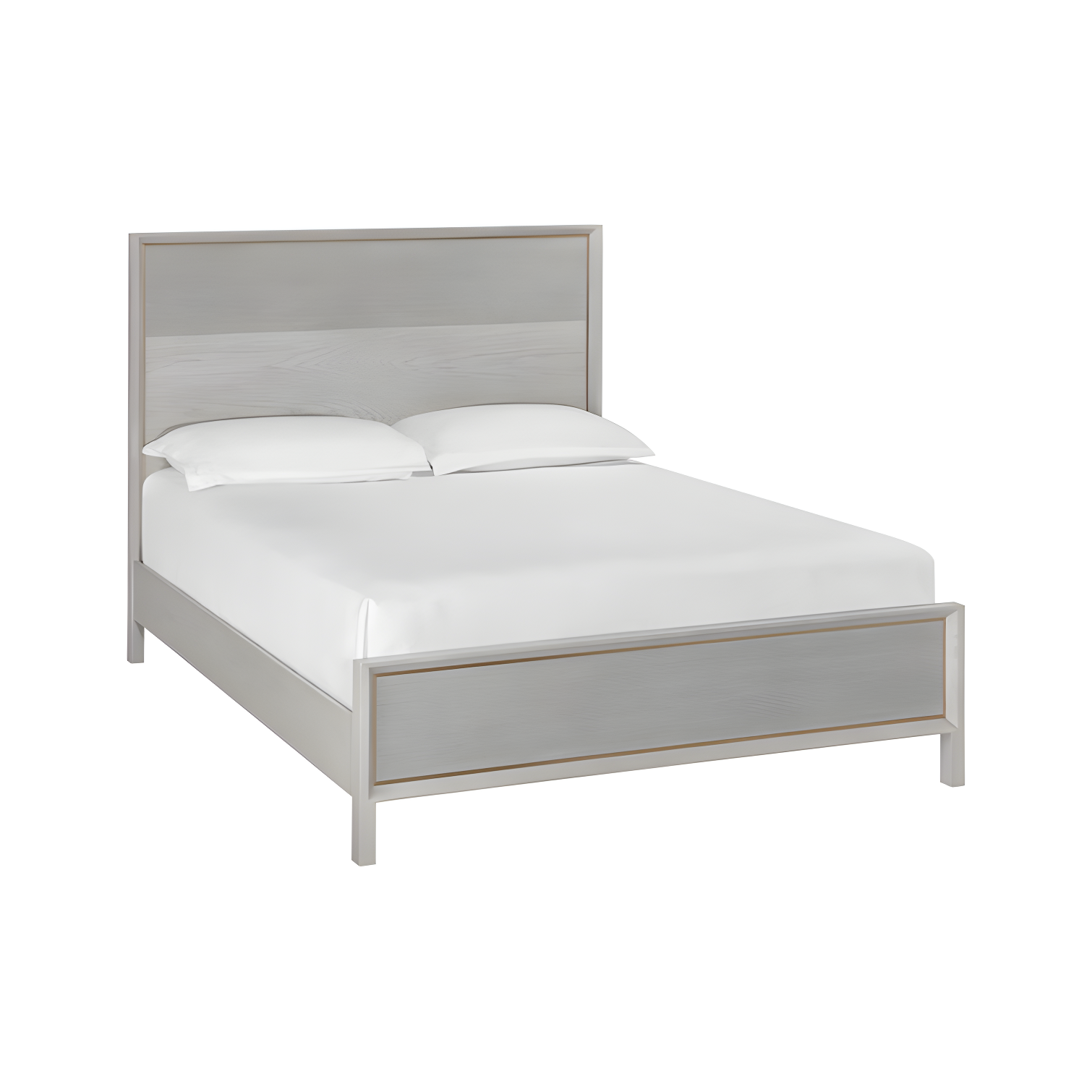 Gray Oak Queen Platform Bed with Headboard and Slats