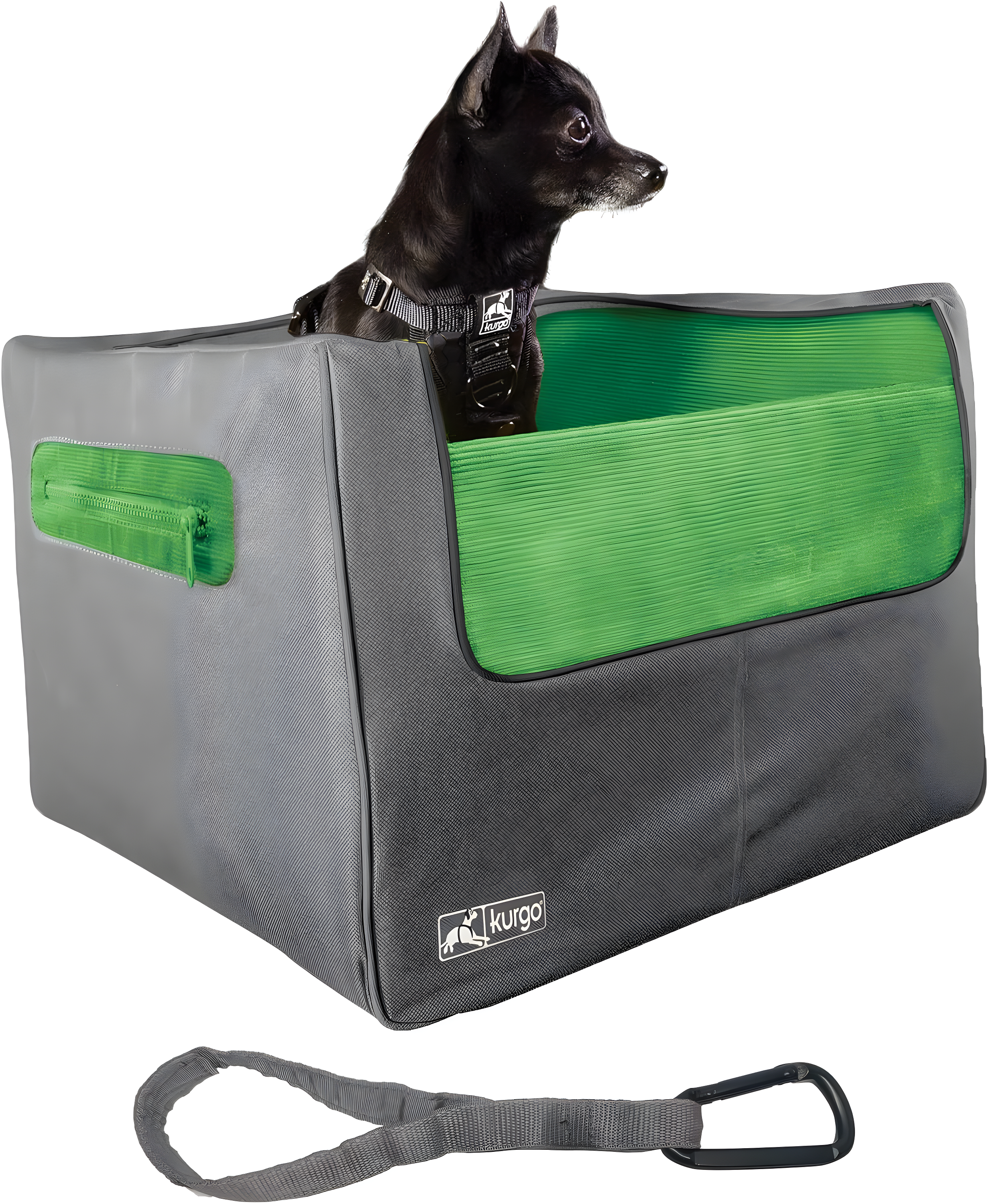 Green and Gray Soft-Sided Dog Car Booster Seat