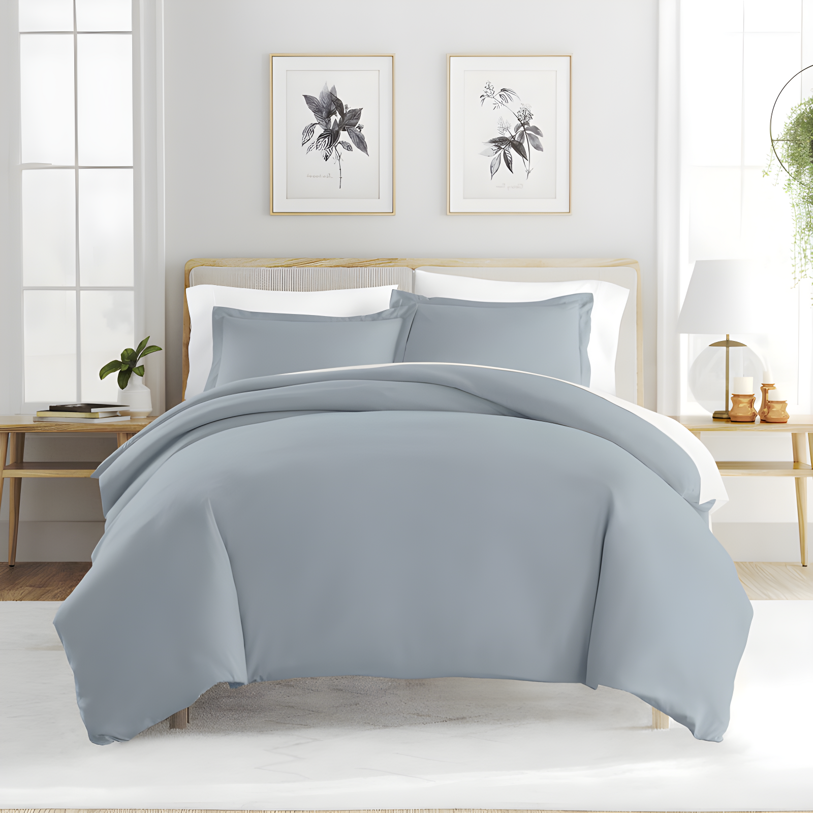 Light Blue Microfiber Twin/Twin XL Duvet Cover Set