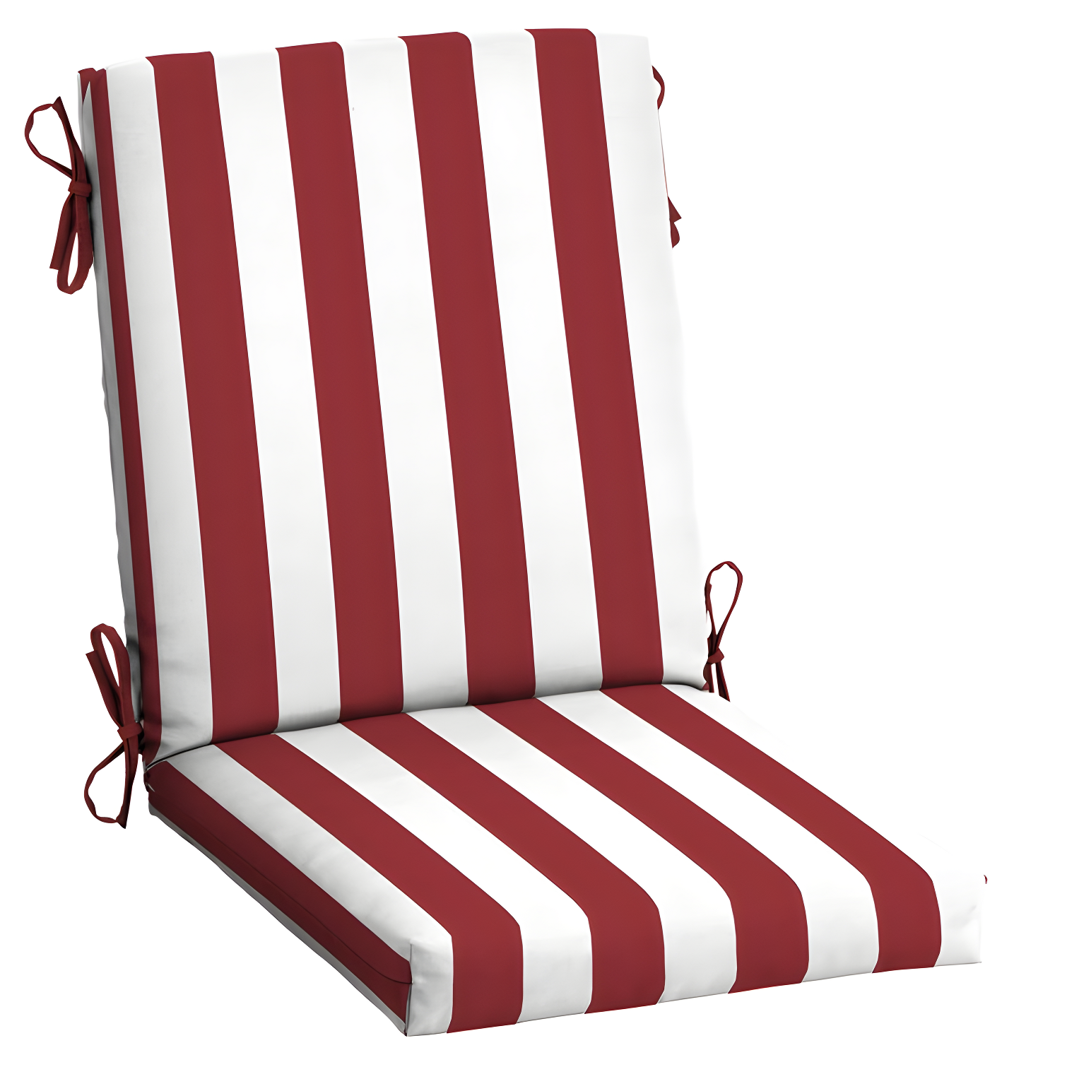 Ruby Red Cabana Stripe Outdoor High Back Dining Chair Cushion