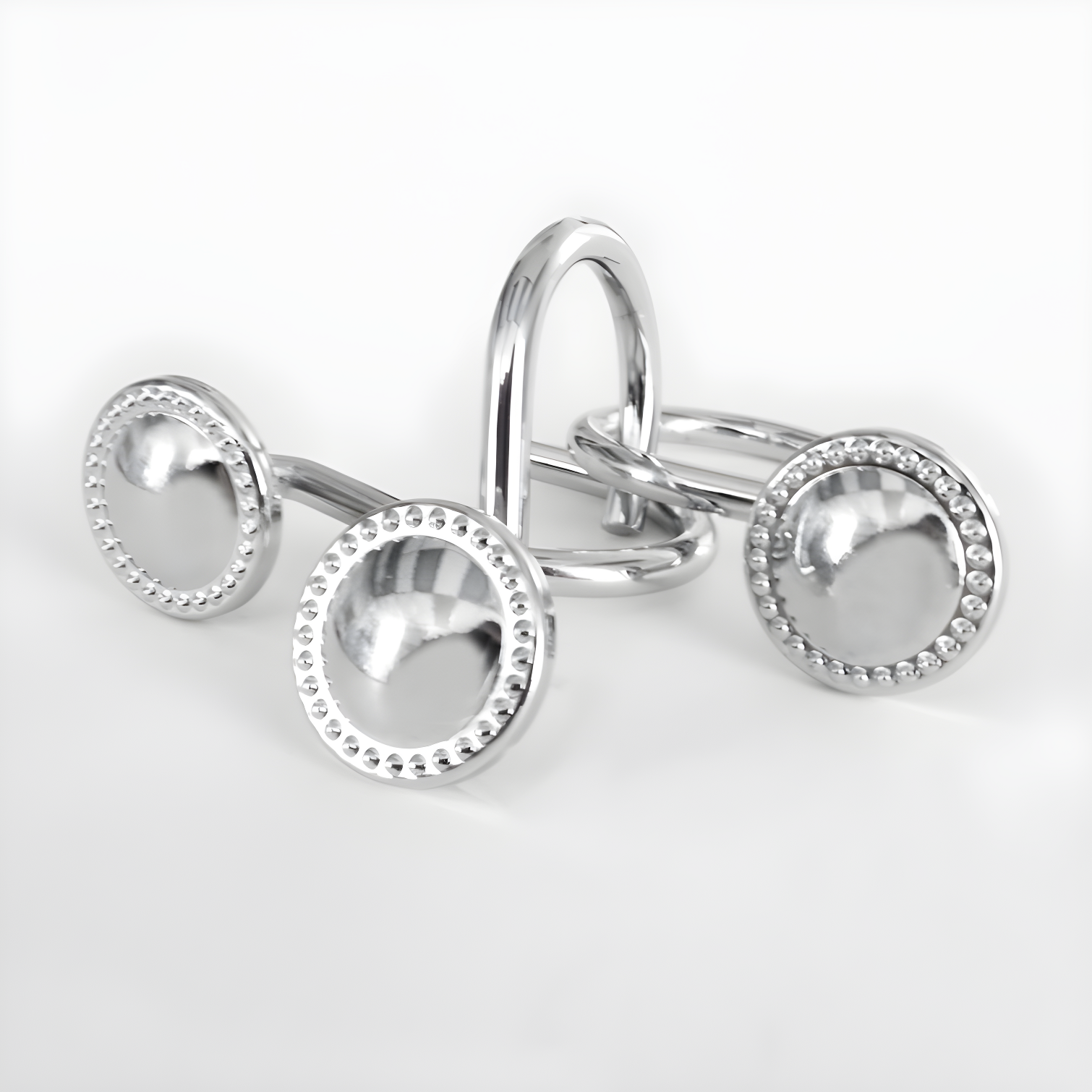 Chrome Button Design Rust-Resistant Shower Curtain Hooks Set