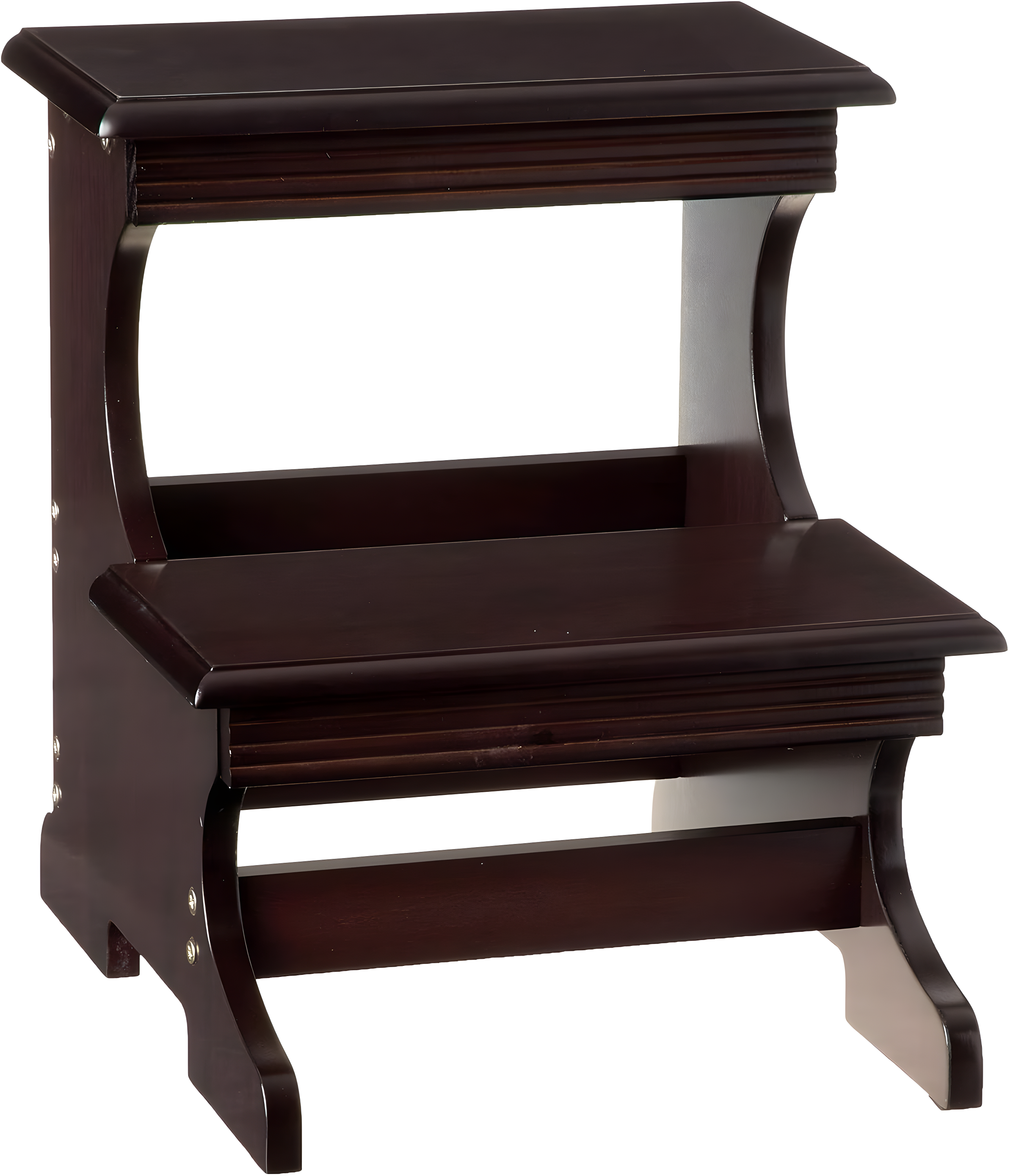 Dark Walnut Heavy Duty 2-Step Wooden Step Stool