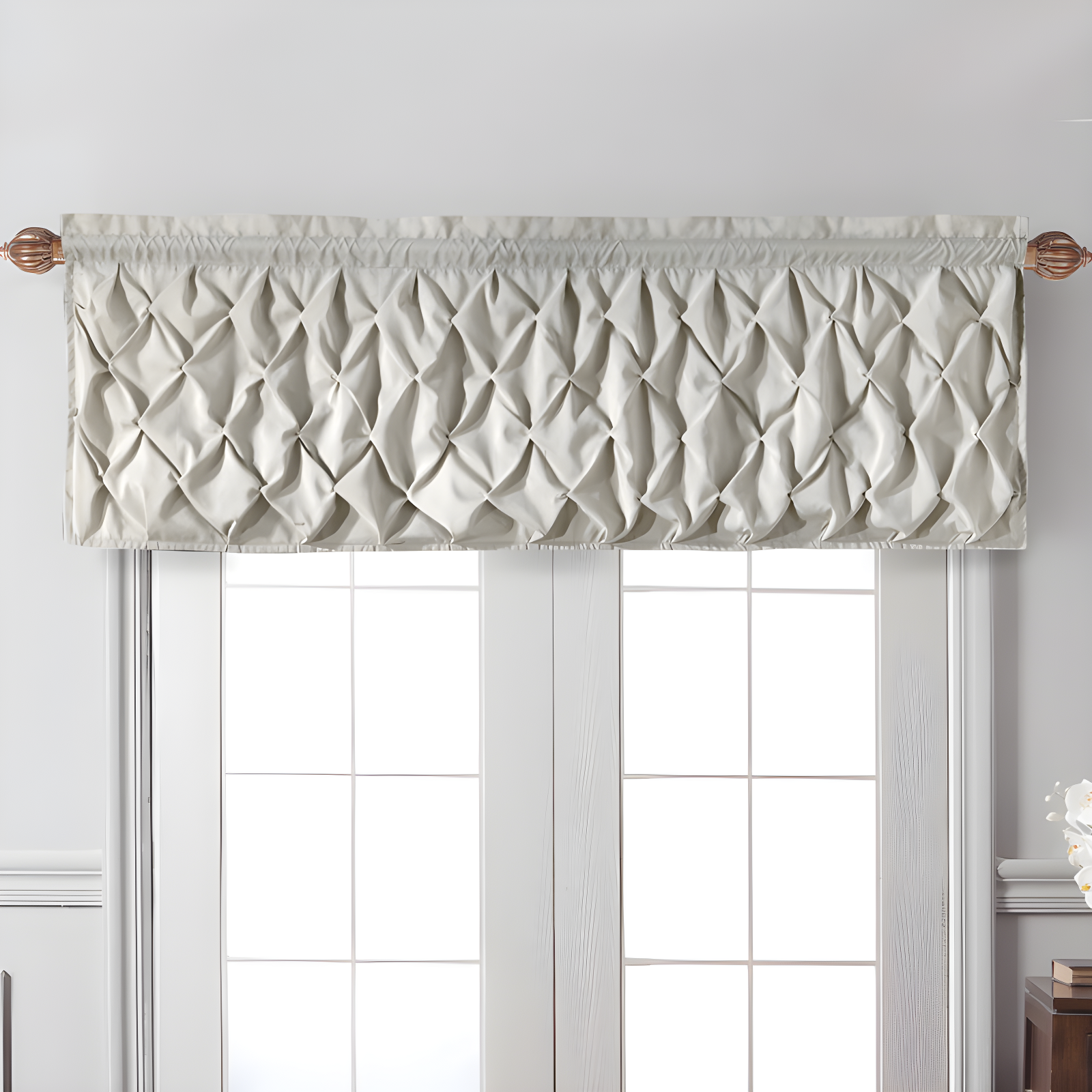 Taupe Pintuck Textured Rod Pocket Valance, 60" x 20"