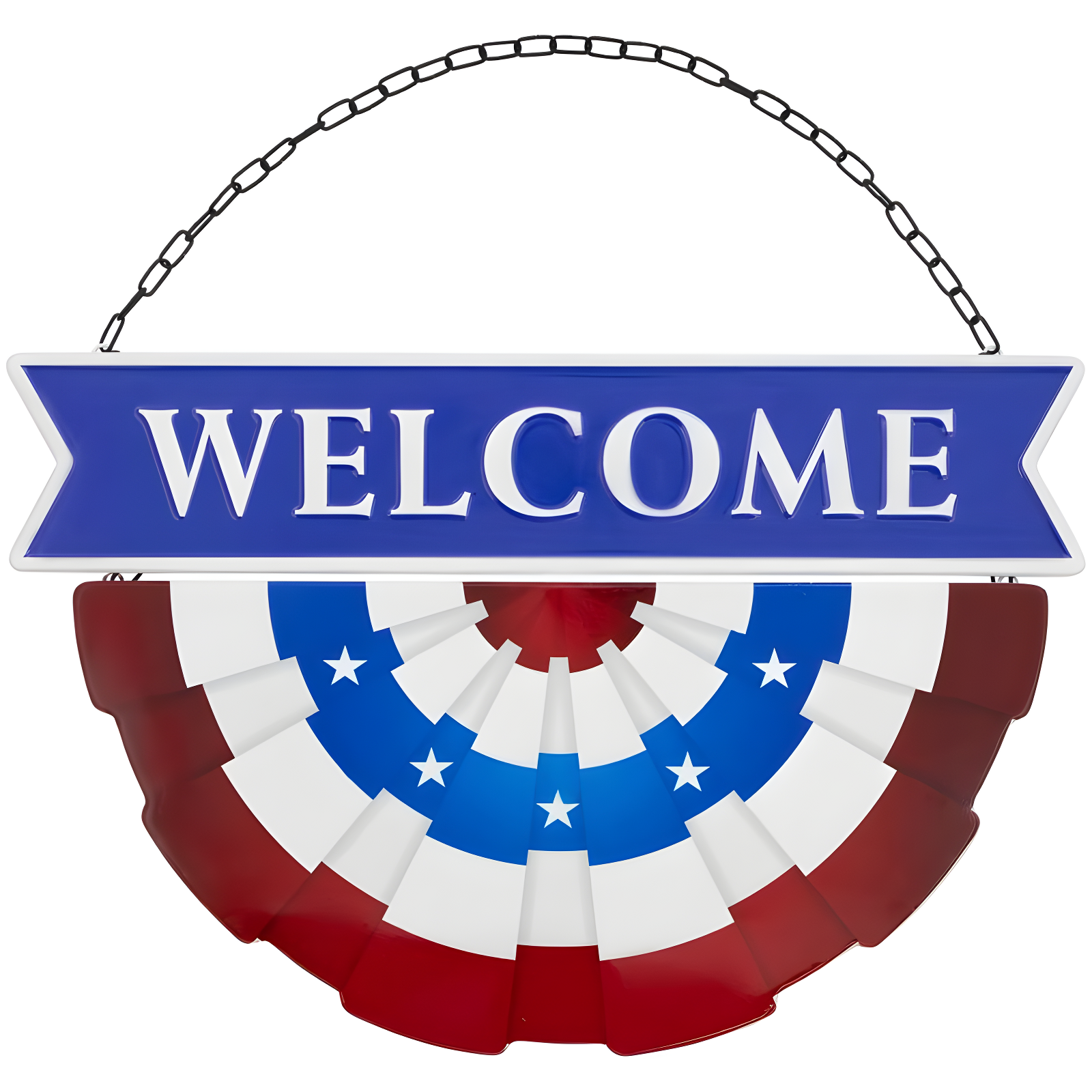 Patriotic Red White and Blue Metal Welcome Sign