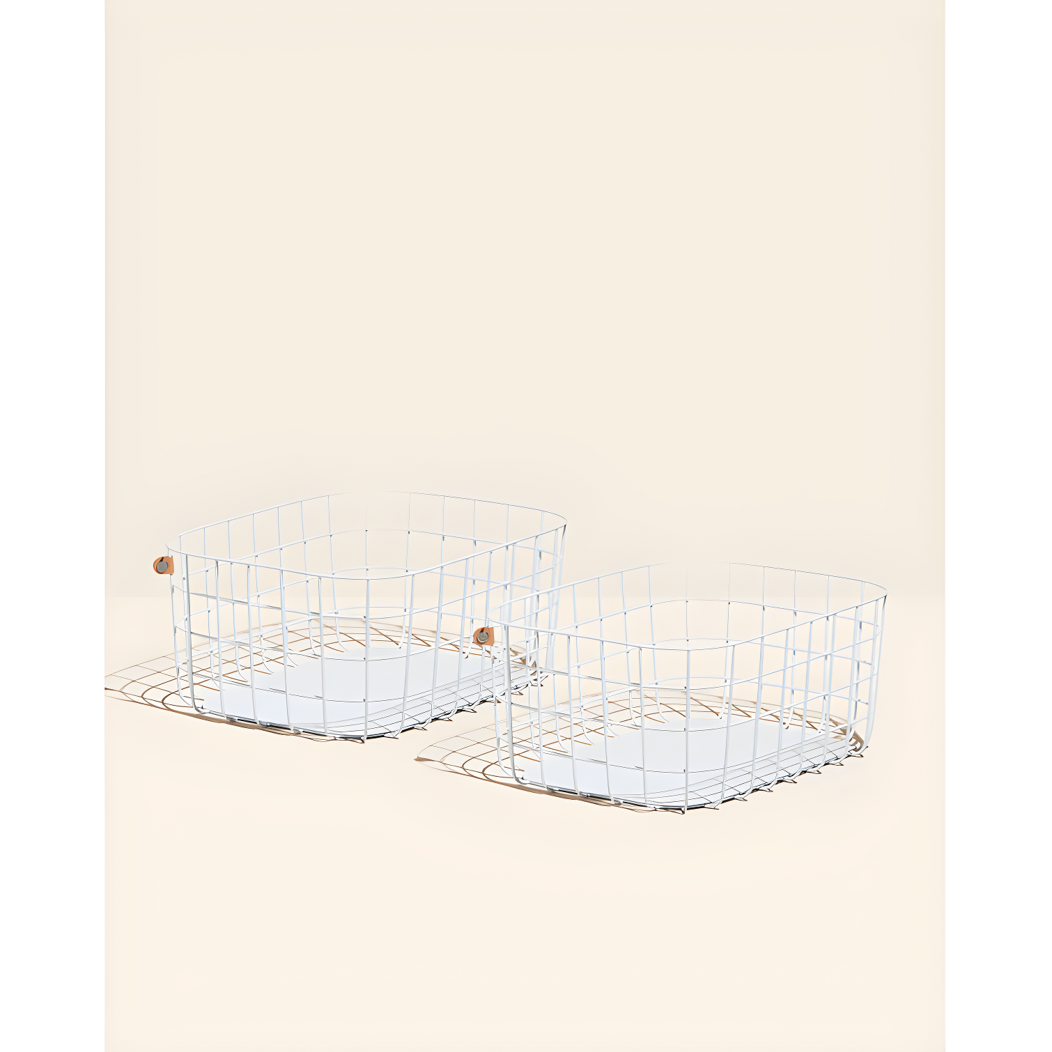 Light Blue Matte Steel Rectangular Storage Baskets, Set of 2