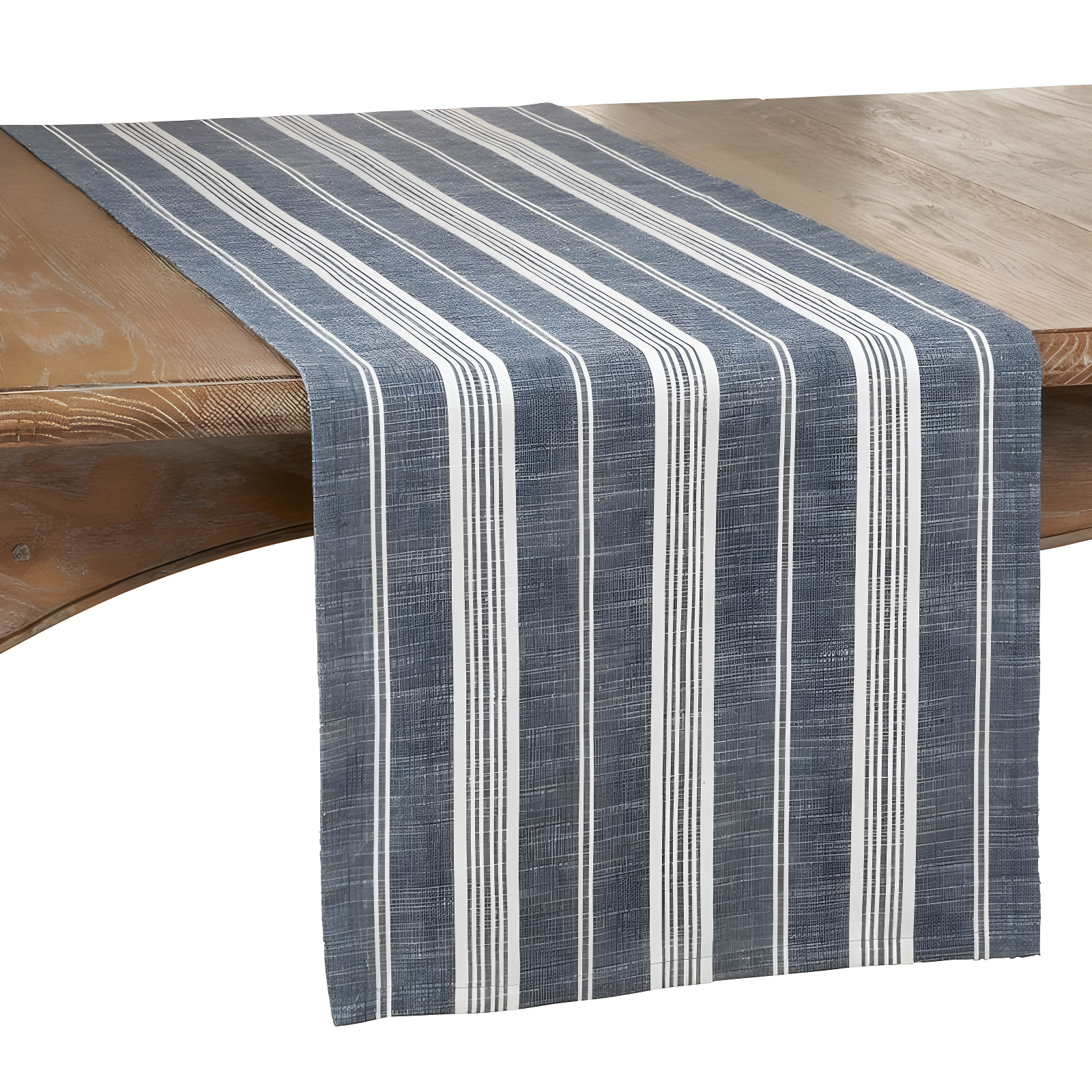 Gray and White Striped Cotton Table Runner